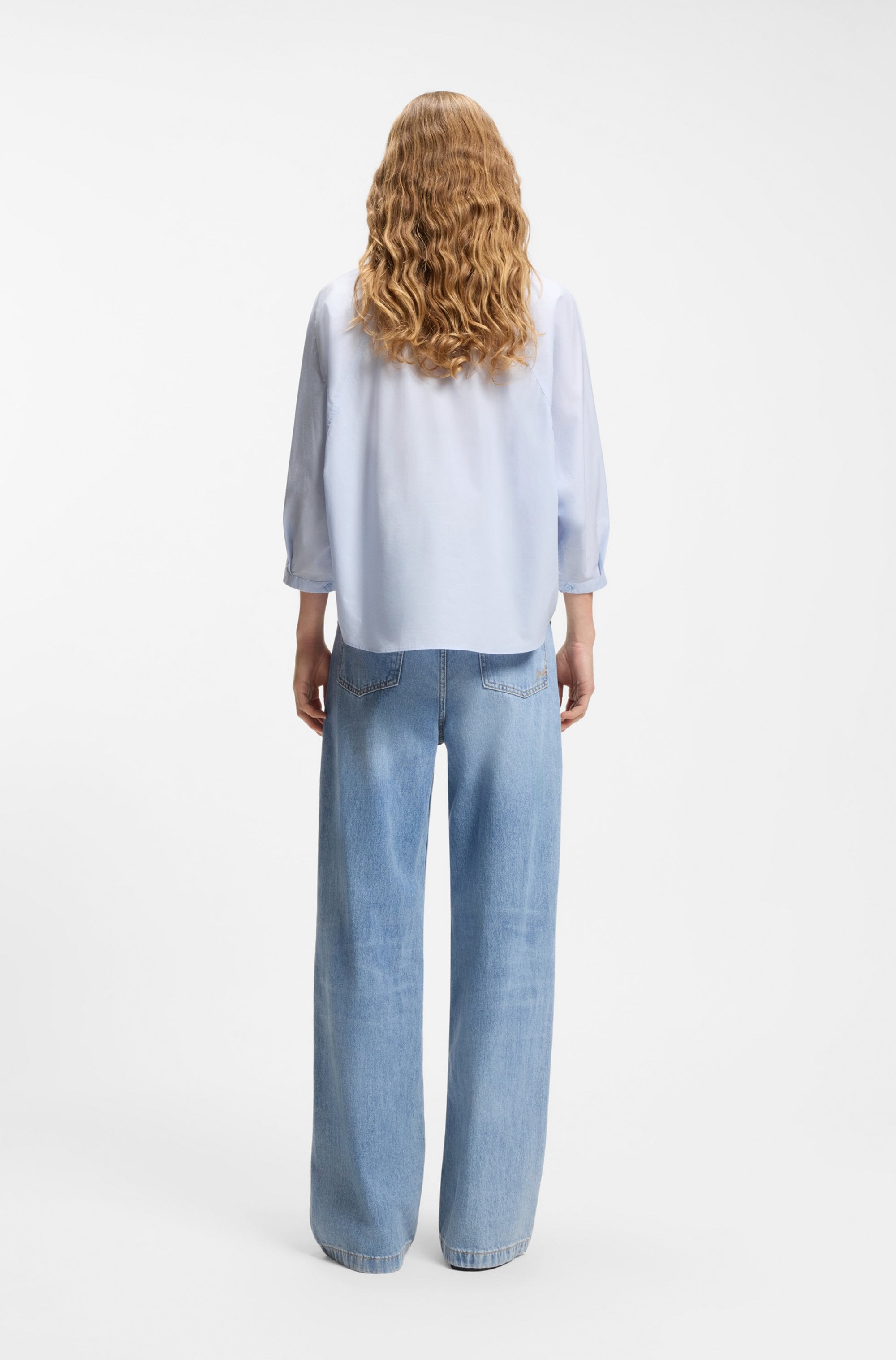 BOSS ORANGE Hemdbluse »Belenta Premium Damenmode« aus Baumwoll-Popeline, mit Kimonoärmeln