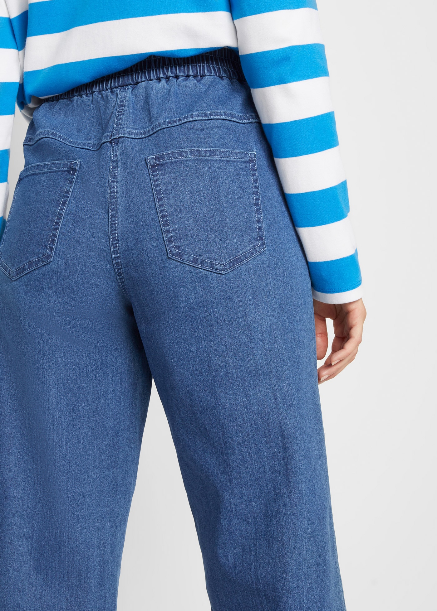 bonprix Mom-Jeans Loose Fit, elastischer Bund, aus Baumwolle, Polyester und Elasthan