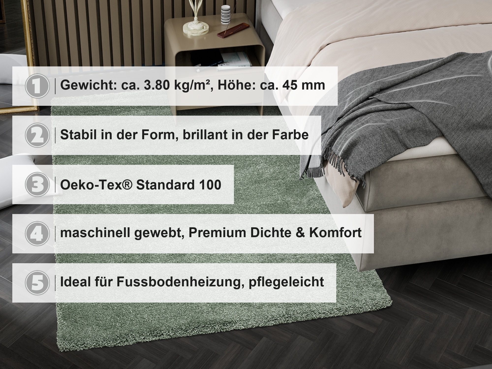OCI DIE TEPPICHMARKE Hochflor-Teppich »MONTIS« rechteckig 45 mm Höhe uni, Langflor, Shaggy, auch in rund, quadratisch und Läufer erhältlich