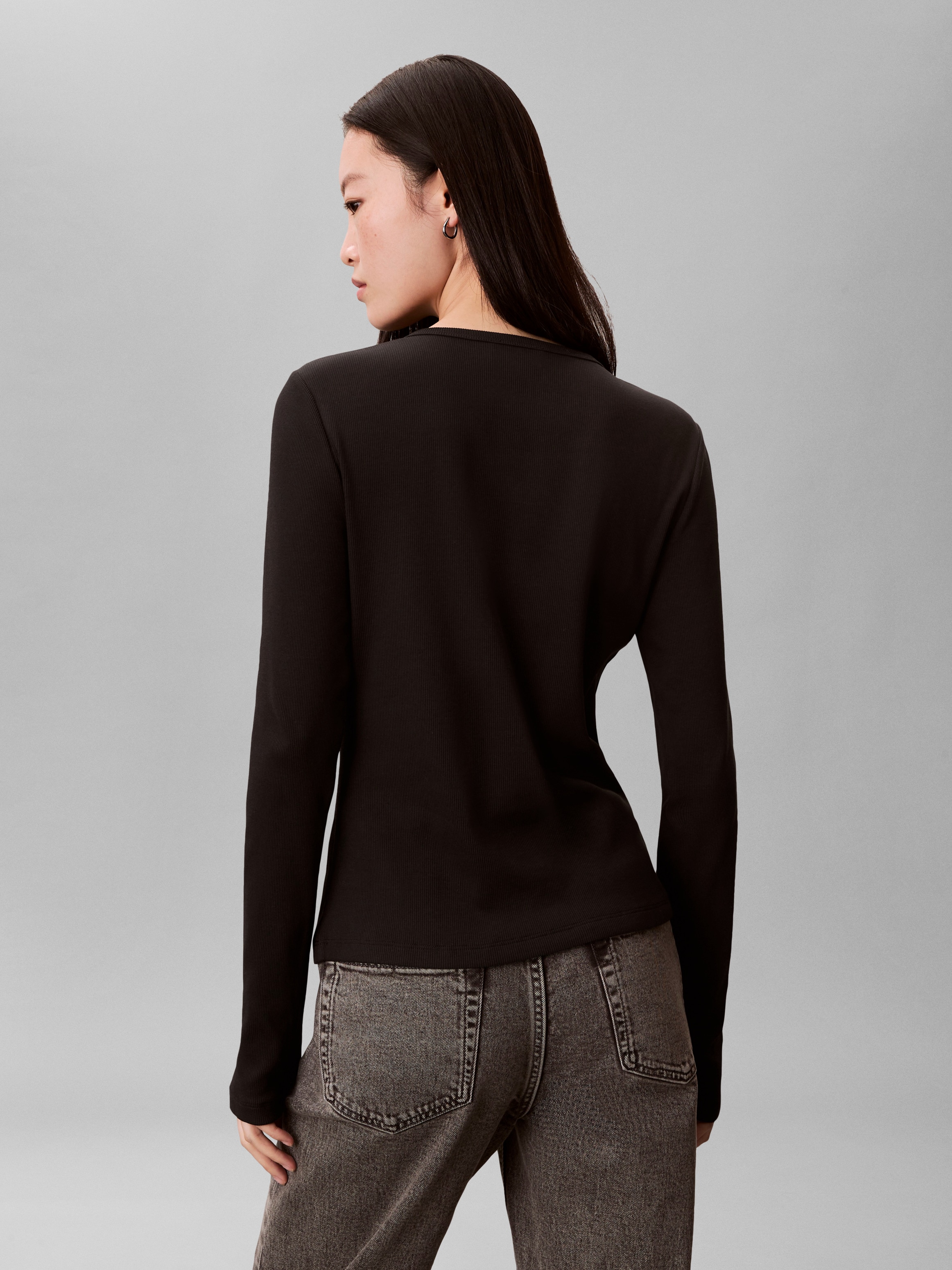 Calvin Klein Jeans Blouse à manches longues Regular fit mit Rundhalsausschnitt