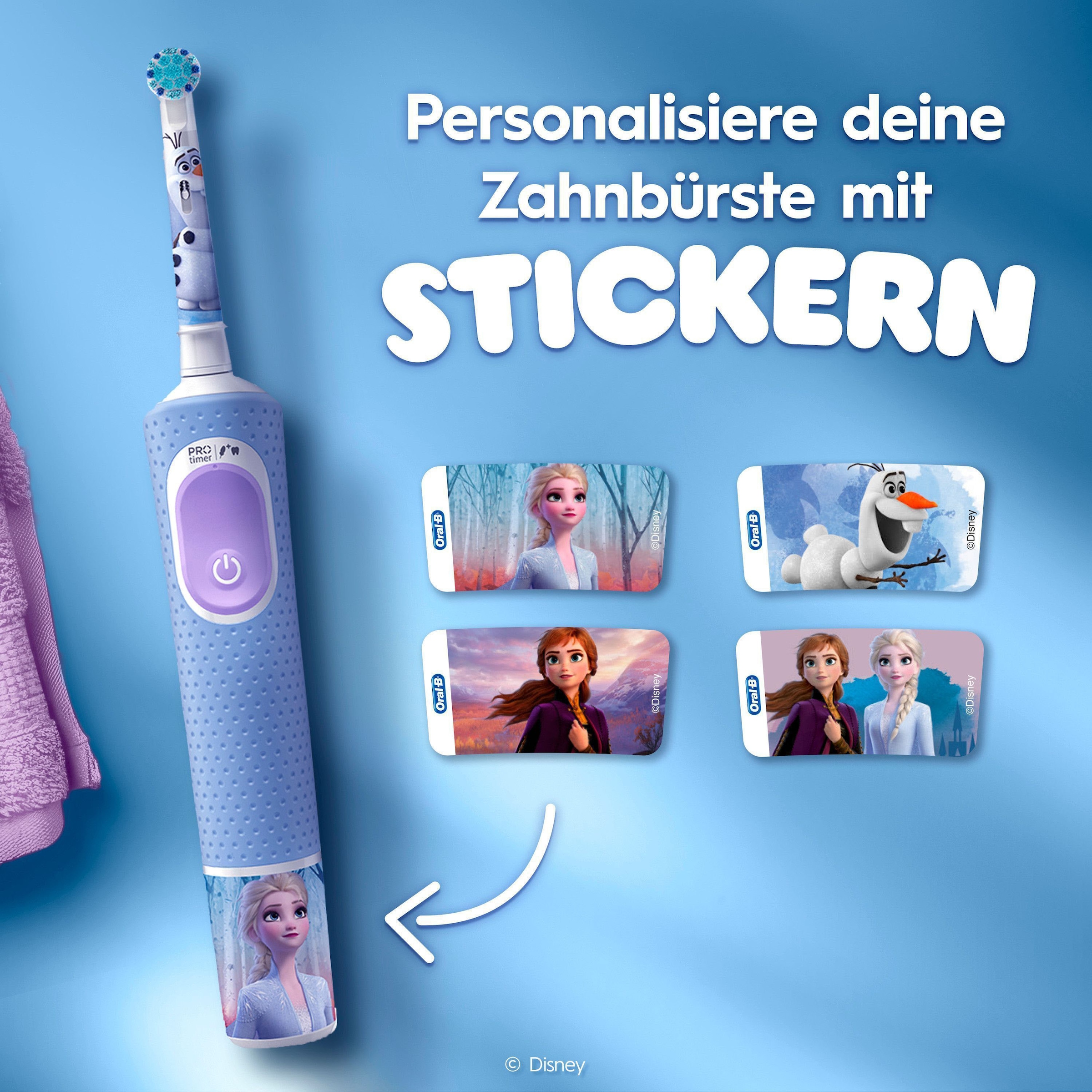 Oral-B Brosse à dents électrique »Pro Kids Frozen« 1 cuis Aufsteckbürsten für Kinder ab 3 Jahren