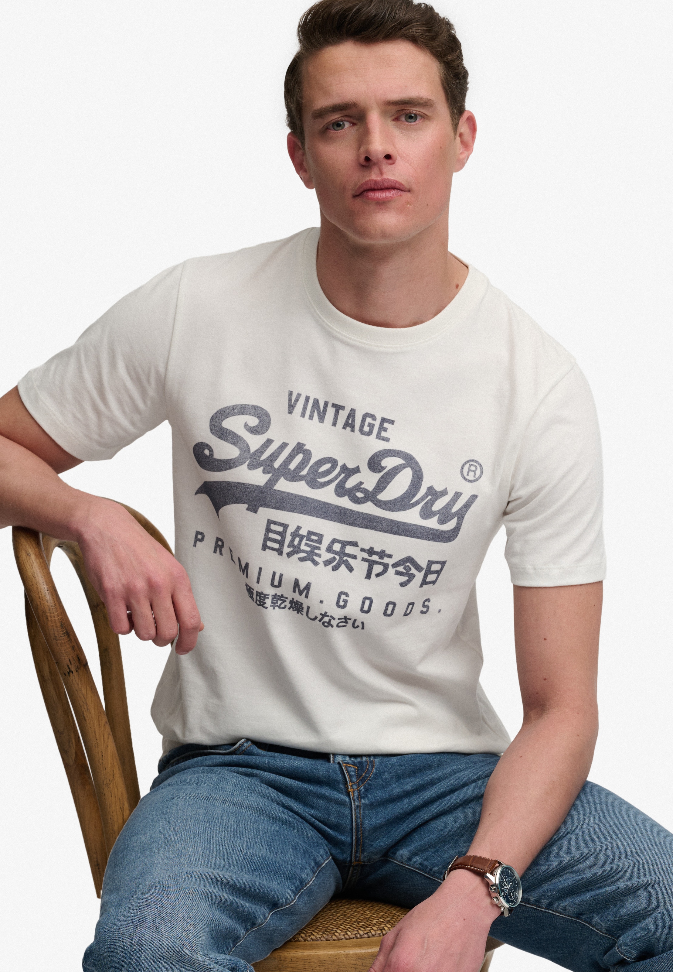 Superdry Shirt à col rond »VL CLASSIC TEE« coton, coupe décontractée