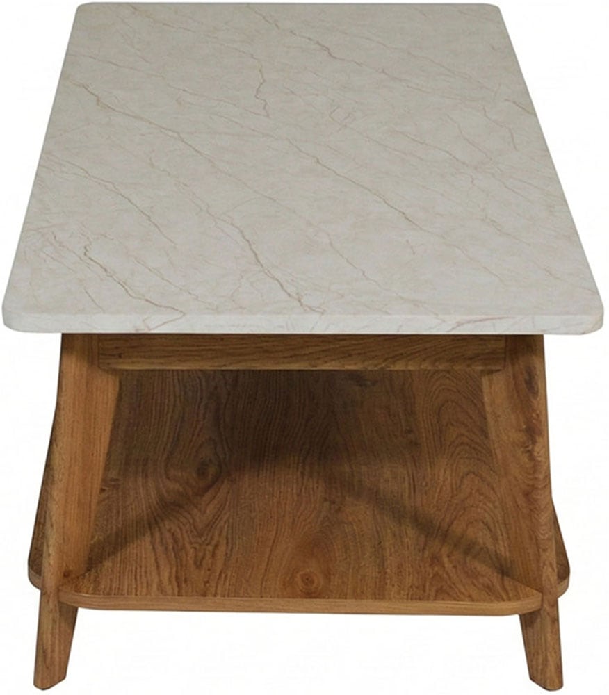 Jahnke Table basse »SIXTY COFFEE« Table basse, 2 niveaux, scandinave, aspect chêne et marbre, largeur : 110 cm
