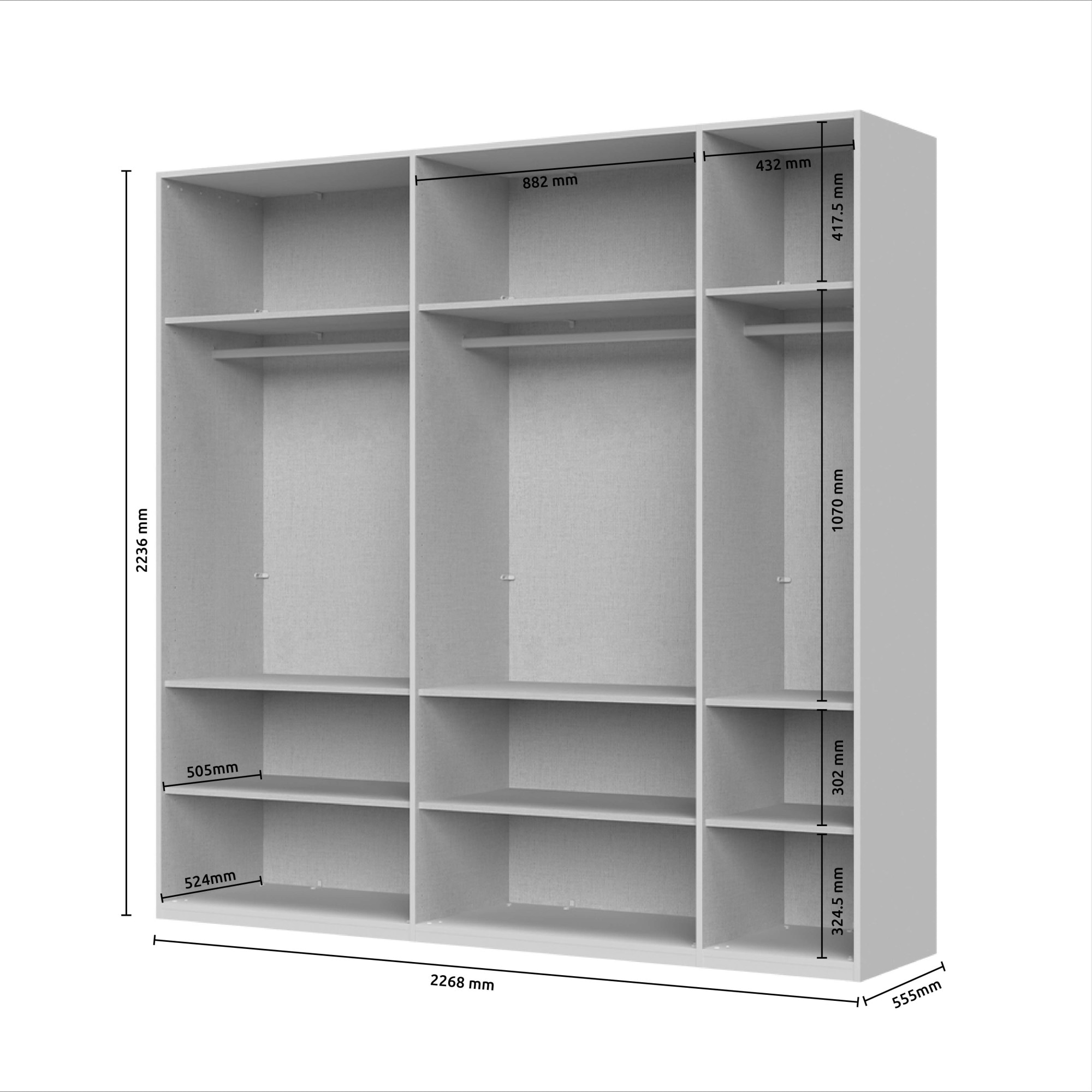 GOODproduct Drehtürenschrank »Opera mit oder ohne Kranz inkl. LED-Bel. ,B 227,272,317 oder 362 cm« Schrank, UV lackiert, Soft Close Funktion, Höhenverstellbare Füsse