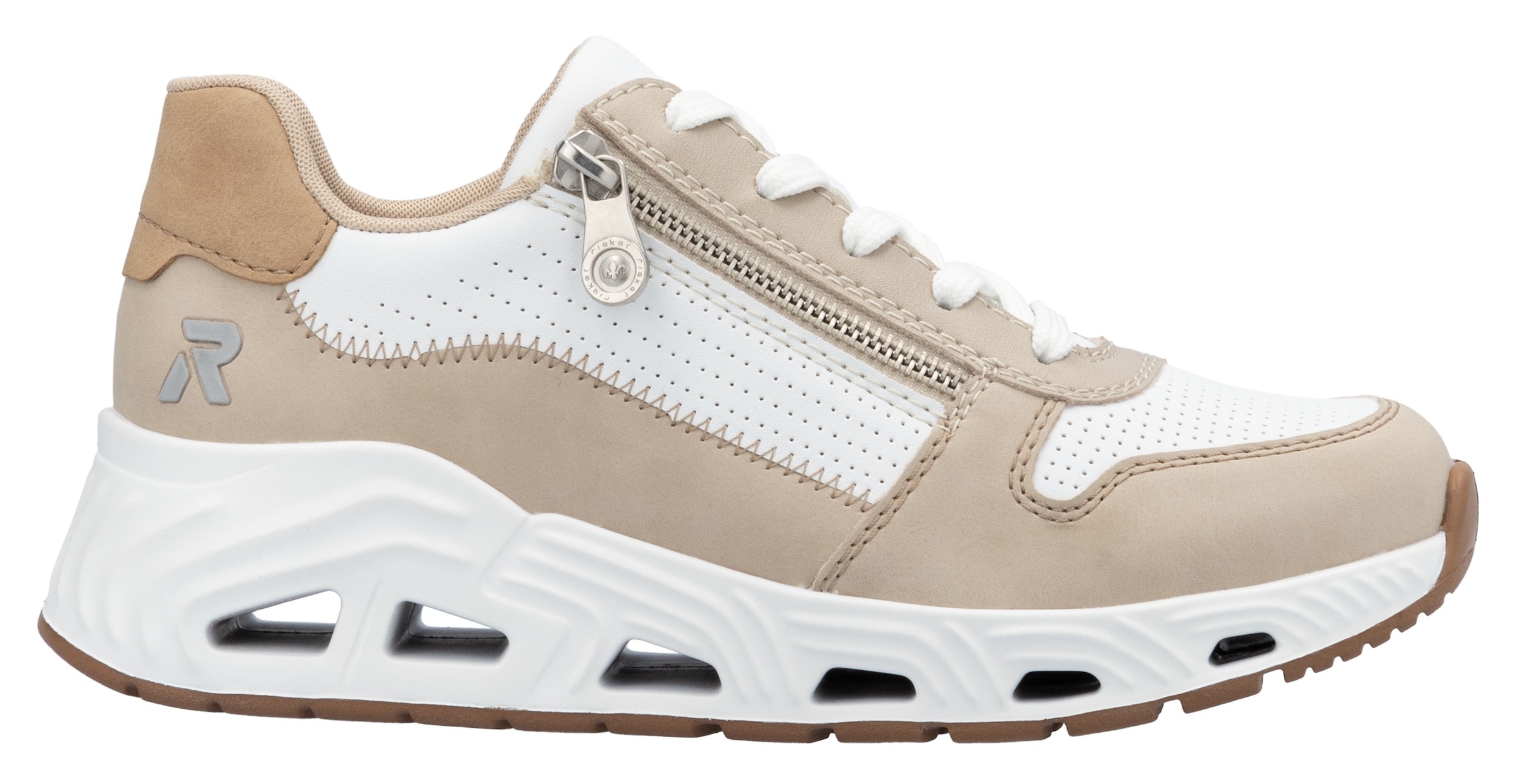 RIEKER Sport Baskets compensées  Schnürschuh, Halbschuh, Freizeitsneaker mit Reissverschluss