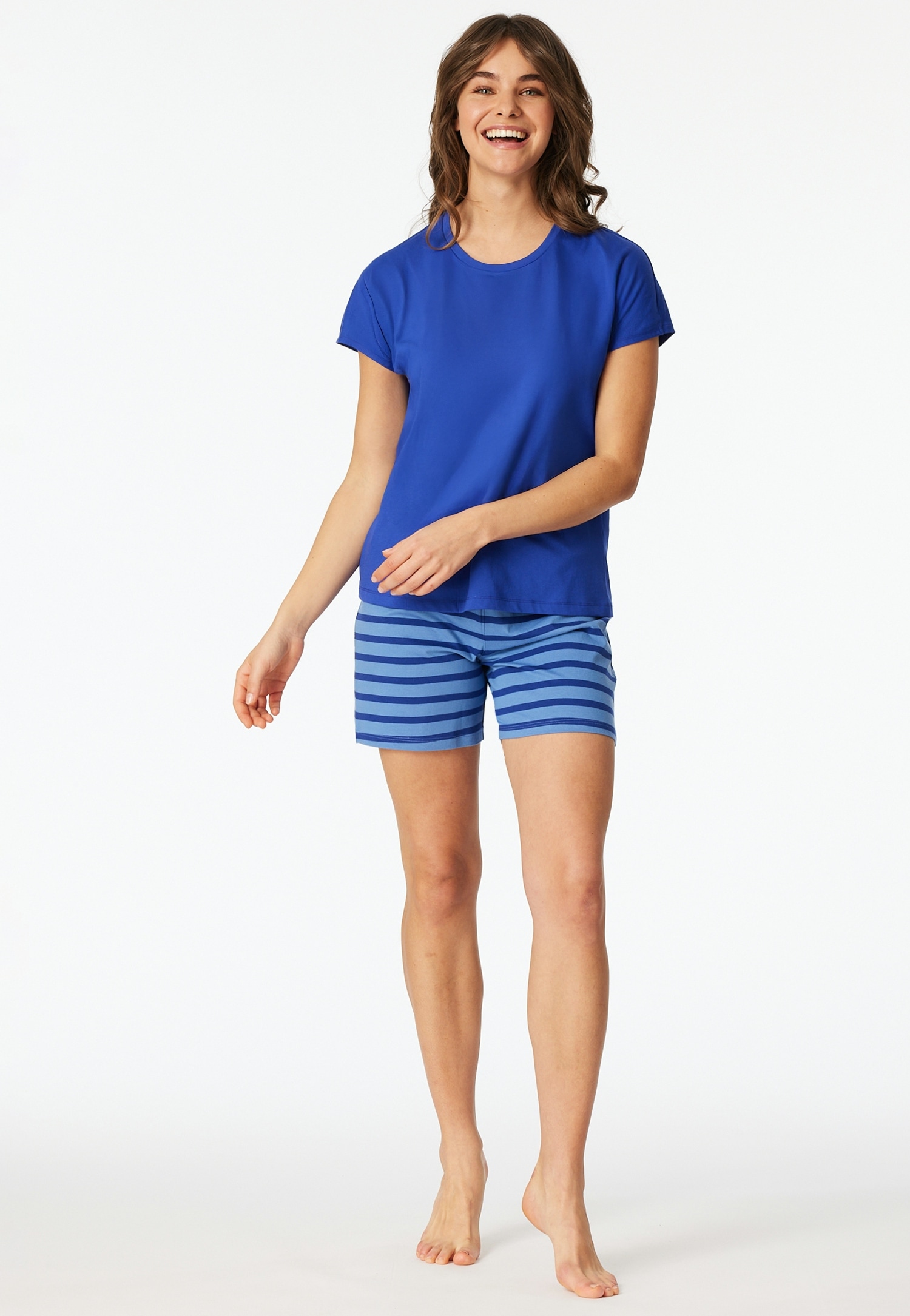 Schiesser Shorty »Casual Essentials« 2 mit unifarbenem Shirt und gestreifter Hose