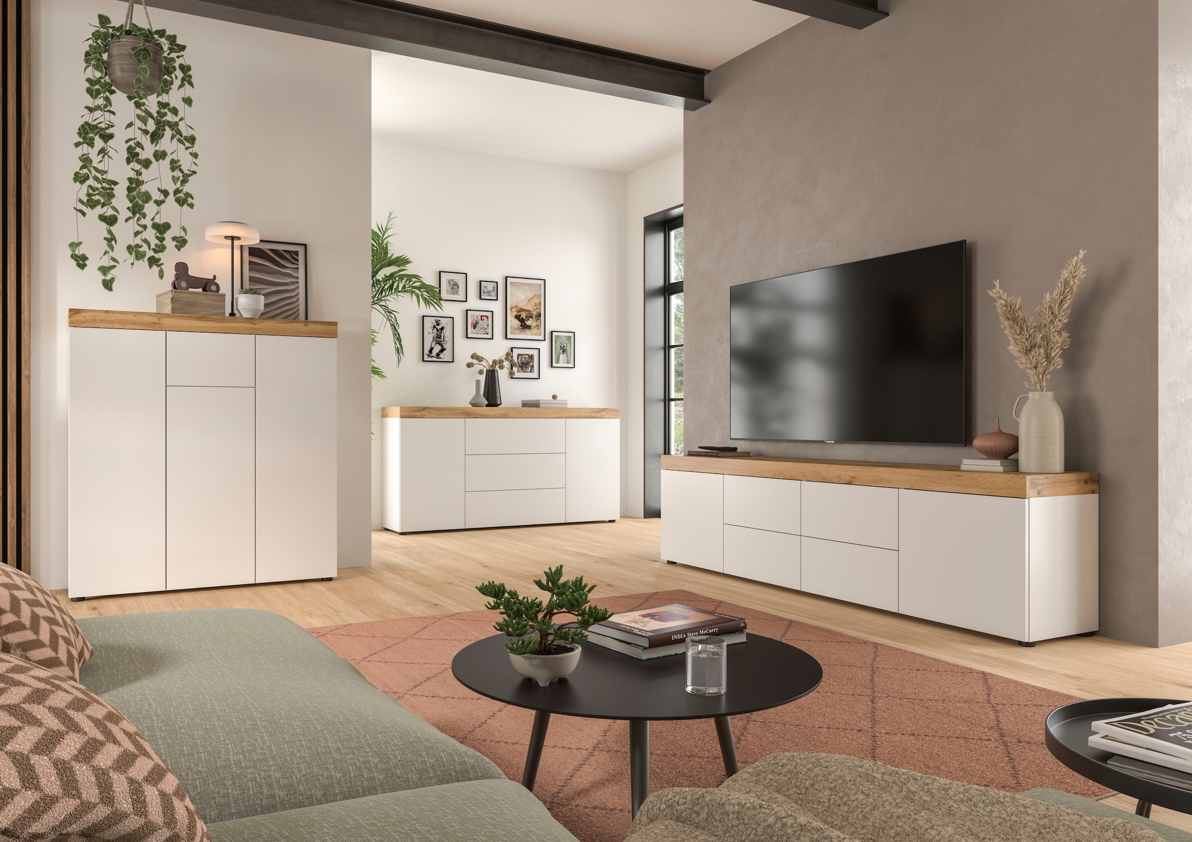 GOODproduct Sideboard »MAMBO, TOPSELLER!, Breite 160cm, 2 Türen, 3 Schubkästen, push-2-open« 2 farbige Ausführung, in verschiedenen Farben erhältlich, 1 cuis tlg. Kommode, Anrichte, Wohnzimmer, Schlafzimmer