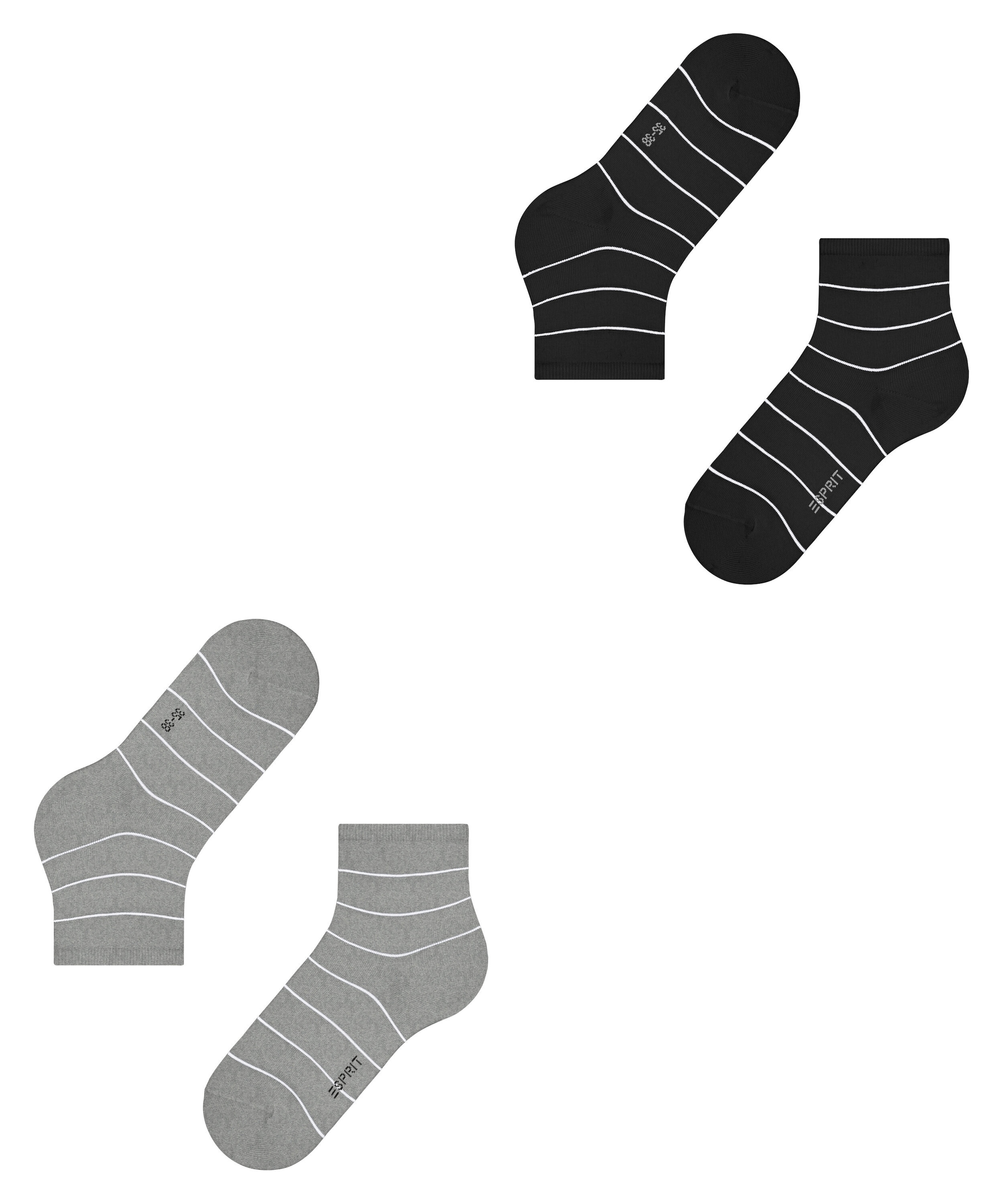 Esprit Chaussettes courtes »Fine Line« 2 paires,  avec motif à fines rayures, bord-côte étroit
