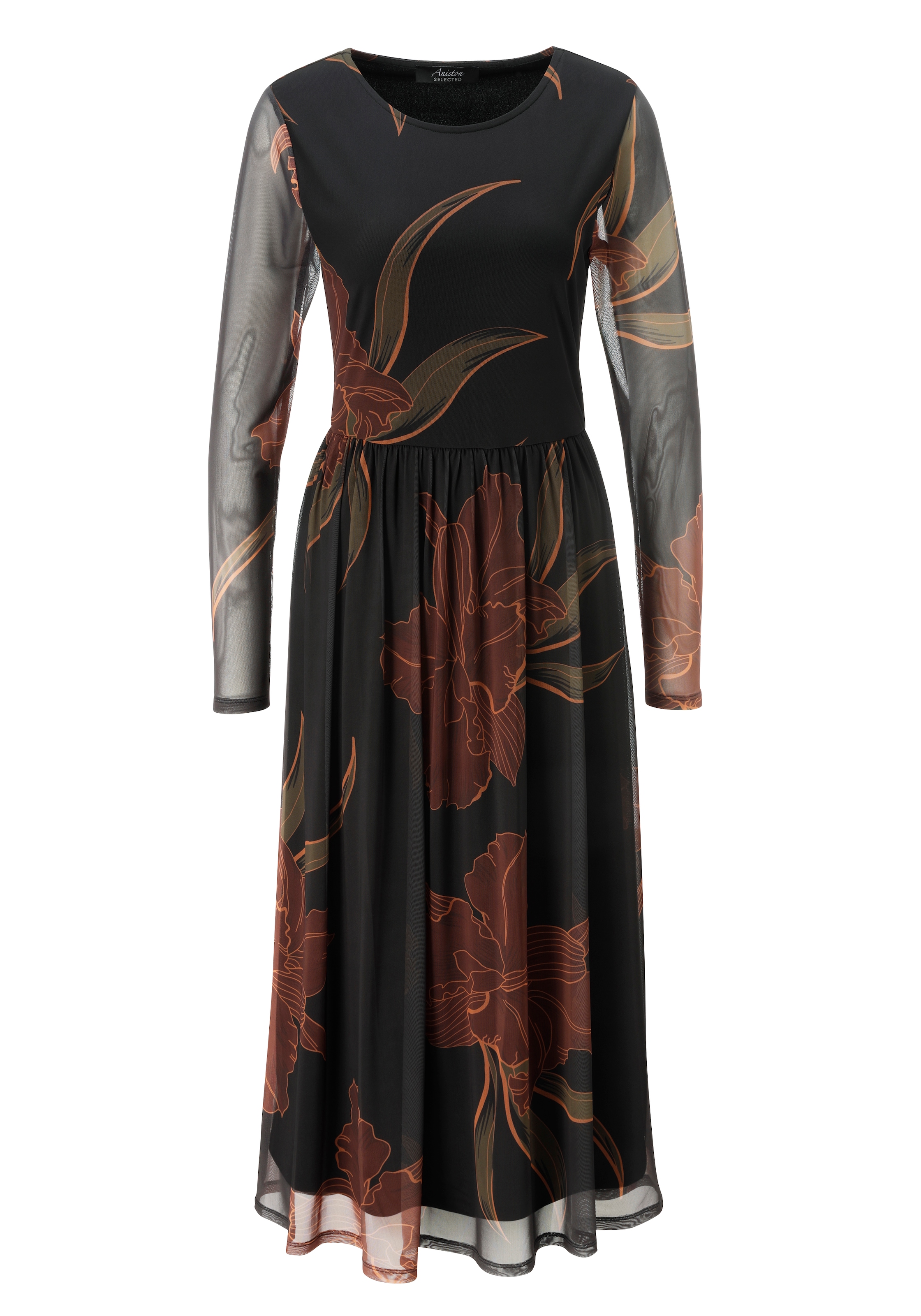 Aniston SELECTED Midikleid in Mesh-Qualität und Gummizug in der Taille - NEUE KOLLEKTION