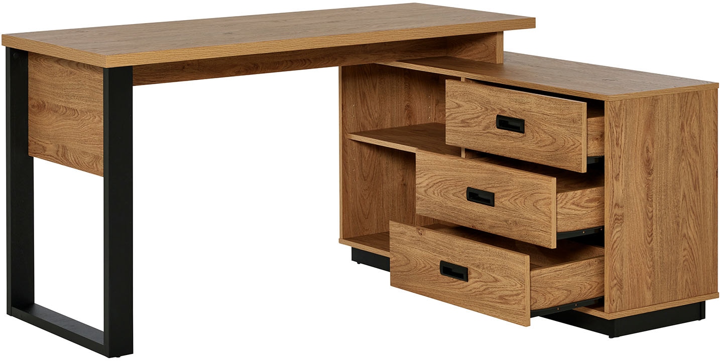 Jahnke Bureau d'angle »RIVA C 150 E« 1 cuis tlg. montage réversible, espace de rangement & passage de câbles, largeur 150 cm