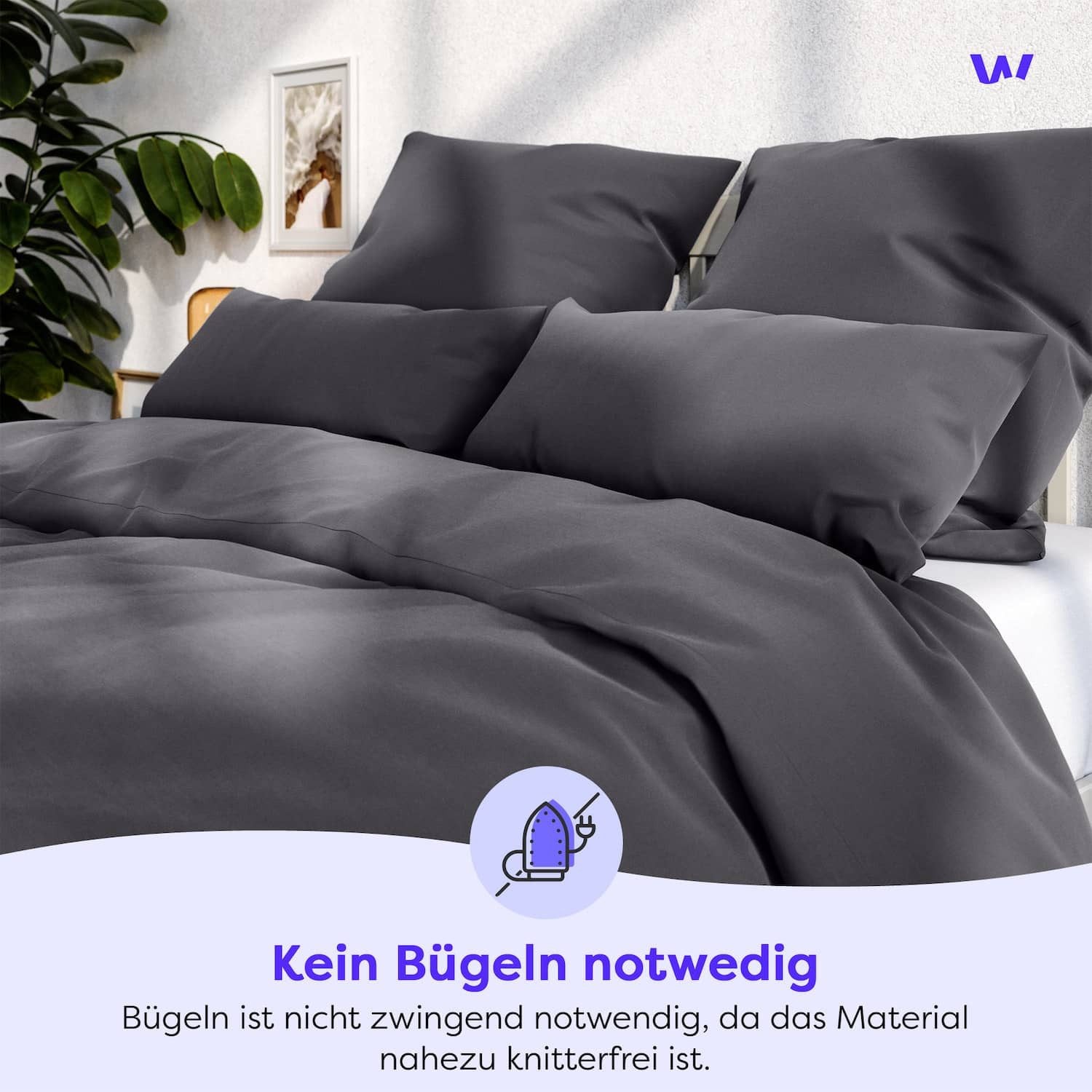 Wolkenfeld Linge de lit »Allergiker Bettwäsche, unfassbar weich« 2 cuis 135x200 cm, 155x220 & Übergrössen I inkl. Kissenbezüge 80x80 I Uni