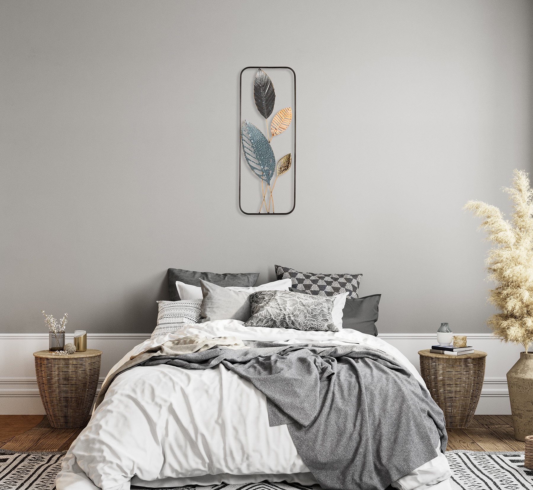 Bönninghoff Tableau métallique »BLÄTTER 29x74 cm – Deko modern« Feuilles | Images de feuilles | Plantes décoration murale
