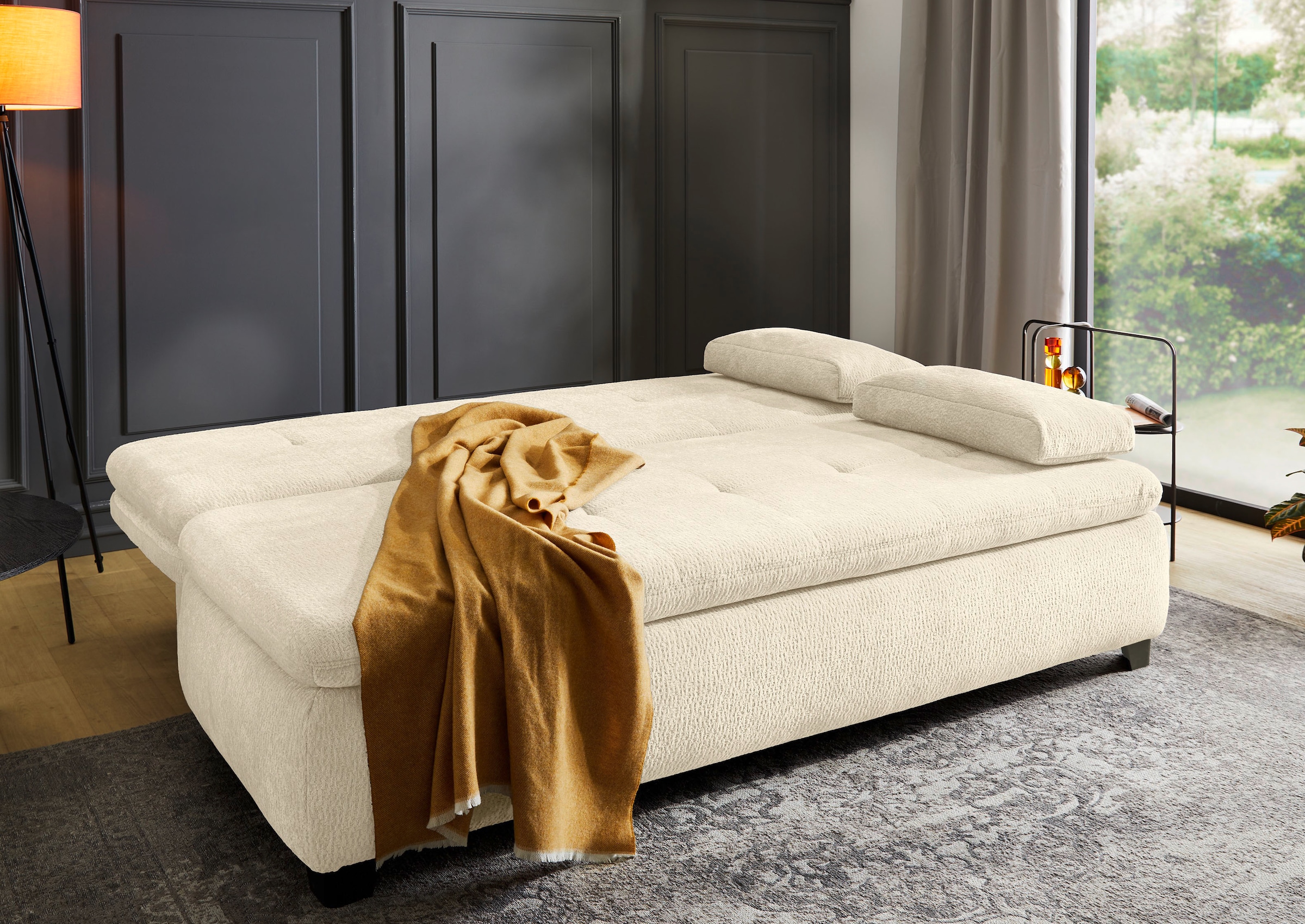 Jockenhöfer Gruppe Canapé-lit »Balu, B: 201 cm, Liegefl. 151x201 cm, Dauerschläfer« avec fonction sommeil, coffre à linge & charnière à levage simple