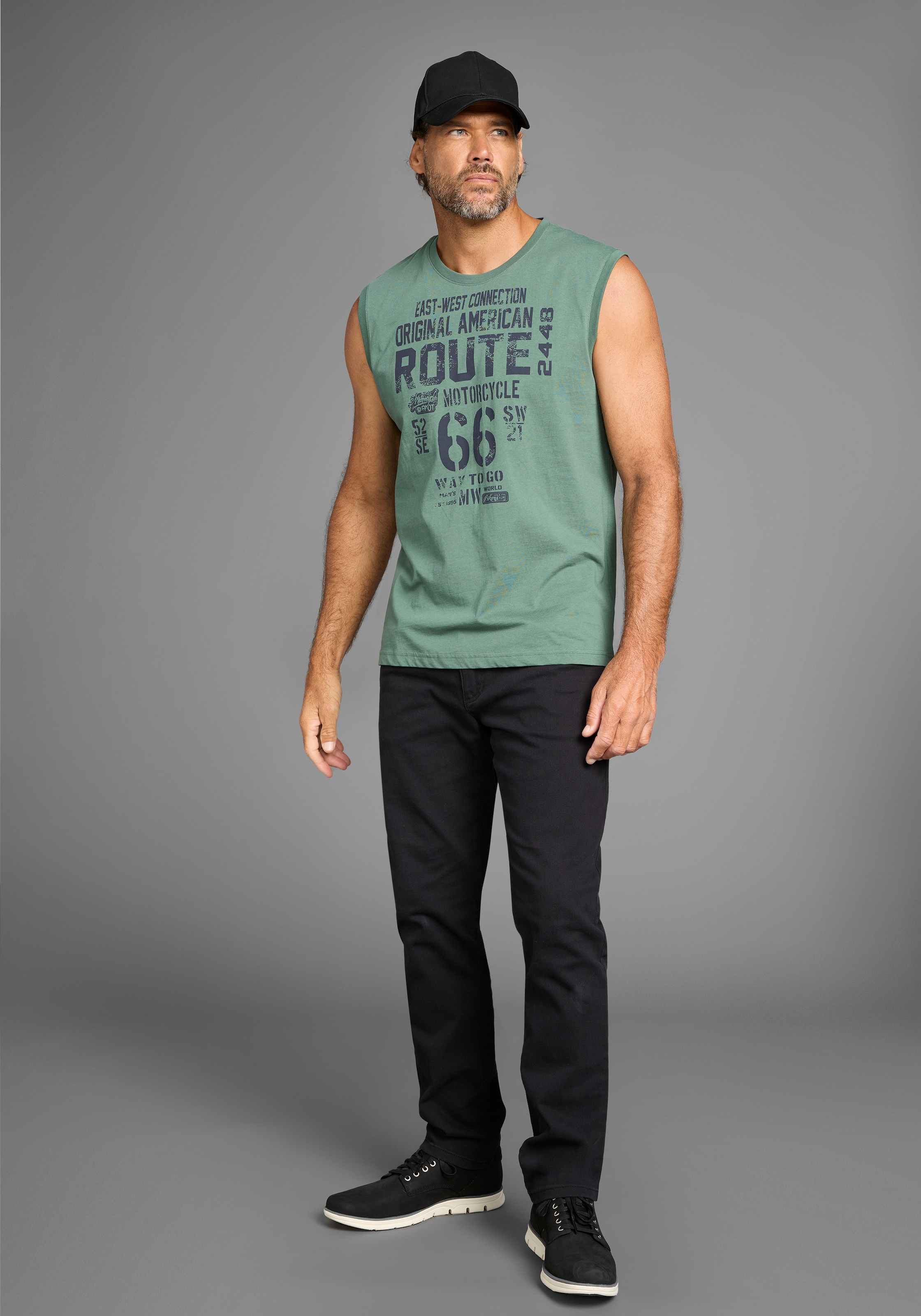 Man's World Muscleshirt 2er-Pack,  ärmellos,  bedruckt,  Rundhalsausschnitt,  aus 100% Baumwolle