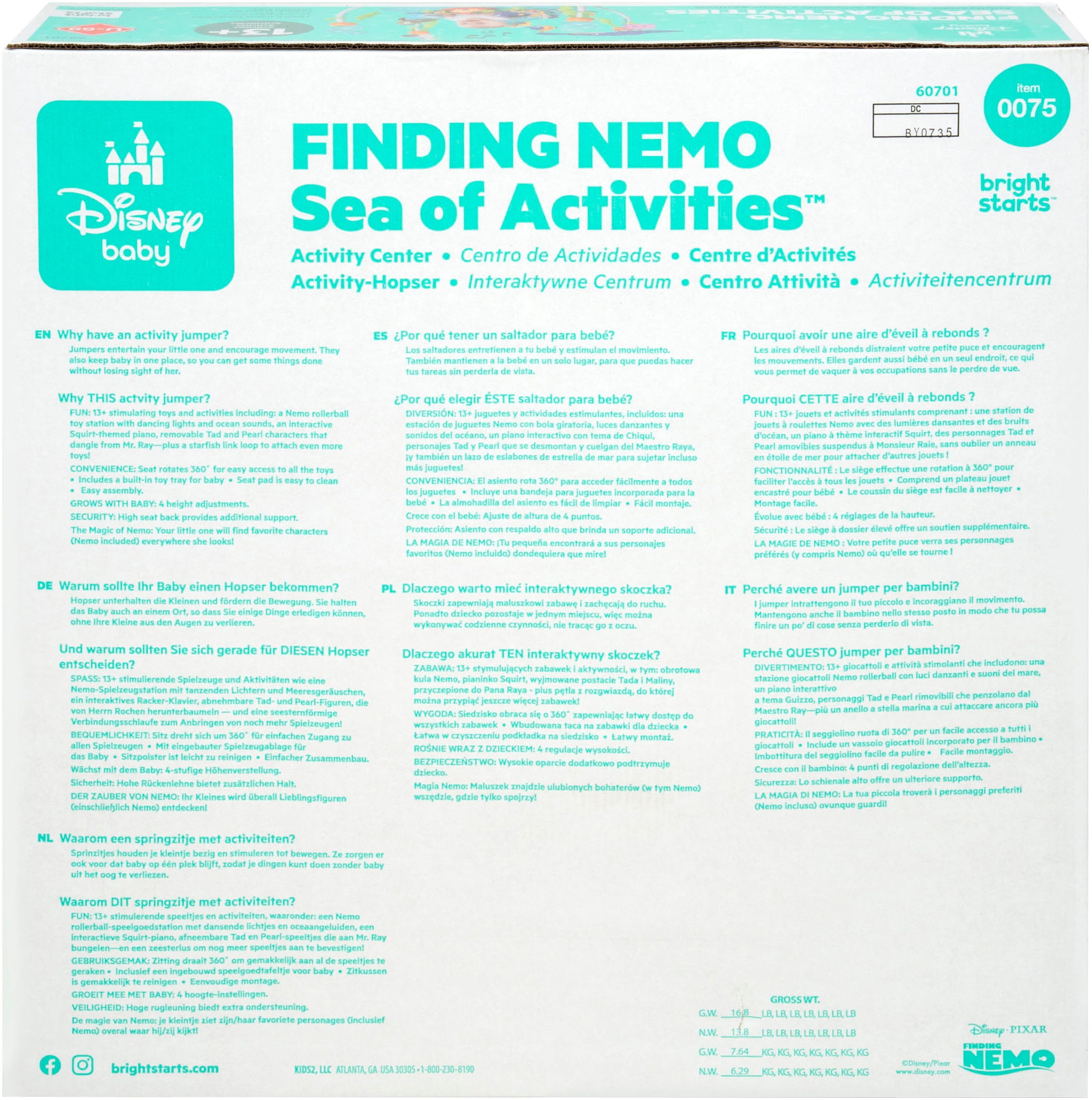 Bright Starts Spielcenter »Finding Nemo Sea of Activities Jumper« mit Licht- und Soundeffekt