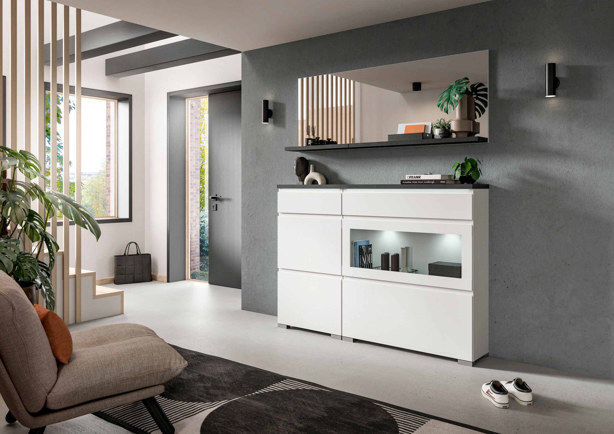 Home affaire Schuhschrank »Skoskap, Tiefe 27cm, 2 Klappen, 1 Schubkasten, Platz für 8 Schuhpaare« Schuhkipper, Schuhkommode, Schuhregal, Kommode, Anrichte