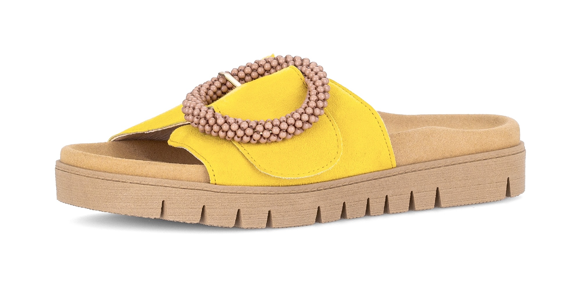 Gabor Pantolette  plateforme, chaussure d'été, mule avec perles décoratives sur la boucle décorative