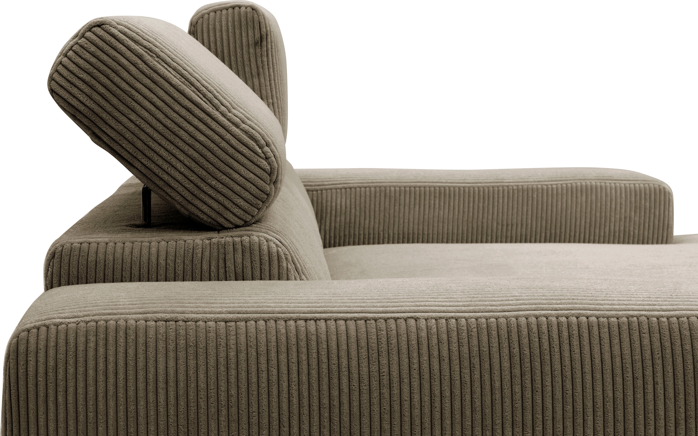 DOMO collection Ecksofa »Brandon, inkl. Kopfteilverstellung, B/T/H:  214/100/80 cm, L-Form« Cord, schlamm