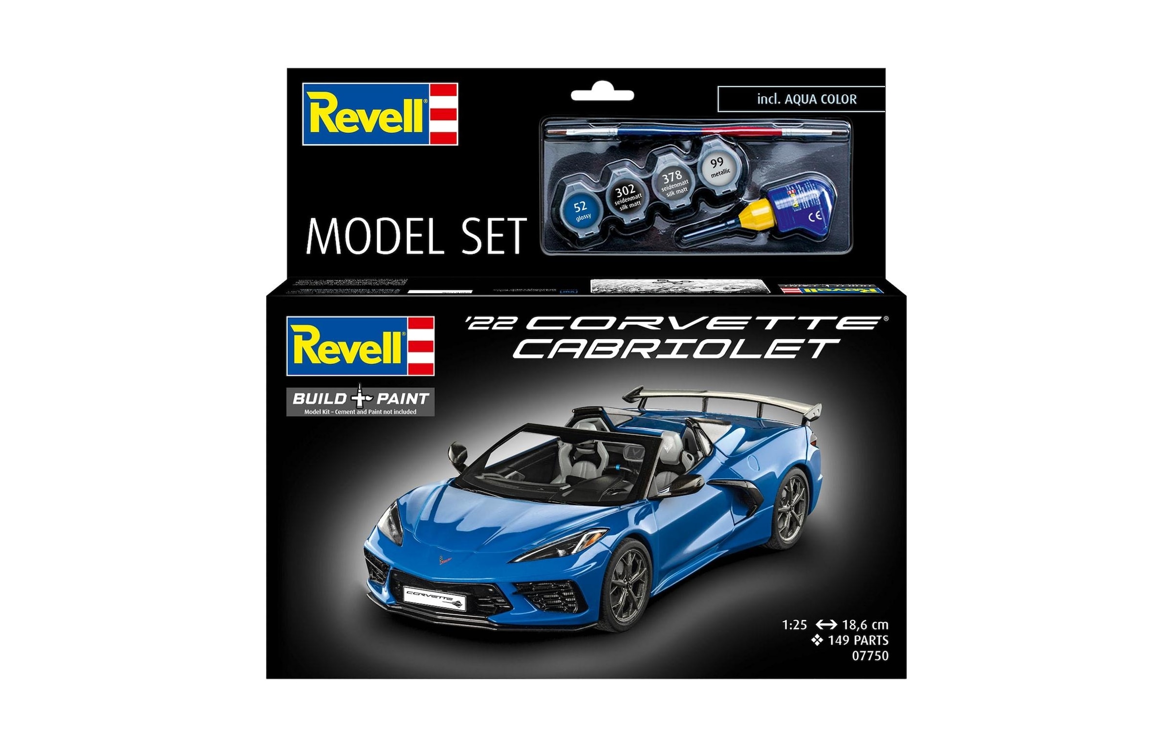 Revell® Kit de modèles réduits »Model Set Corvette C8 Cabriolet 1:25« 149 cuis tlg. 1:25