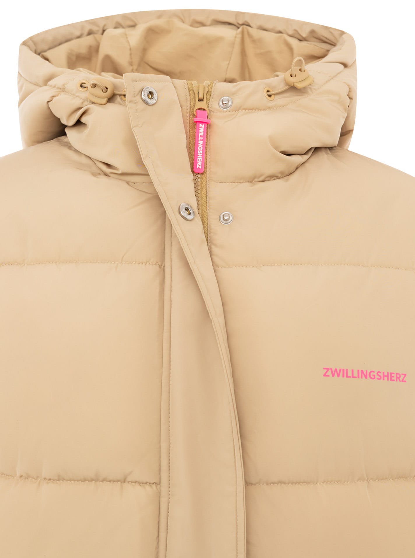 Zwillingsherz Steppjacke »„Love More“« Kapuze mit Tunnelzug, verdeckter Reissverschluss, dezente Details