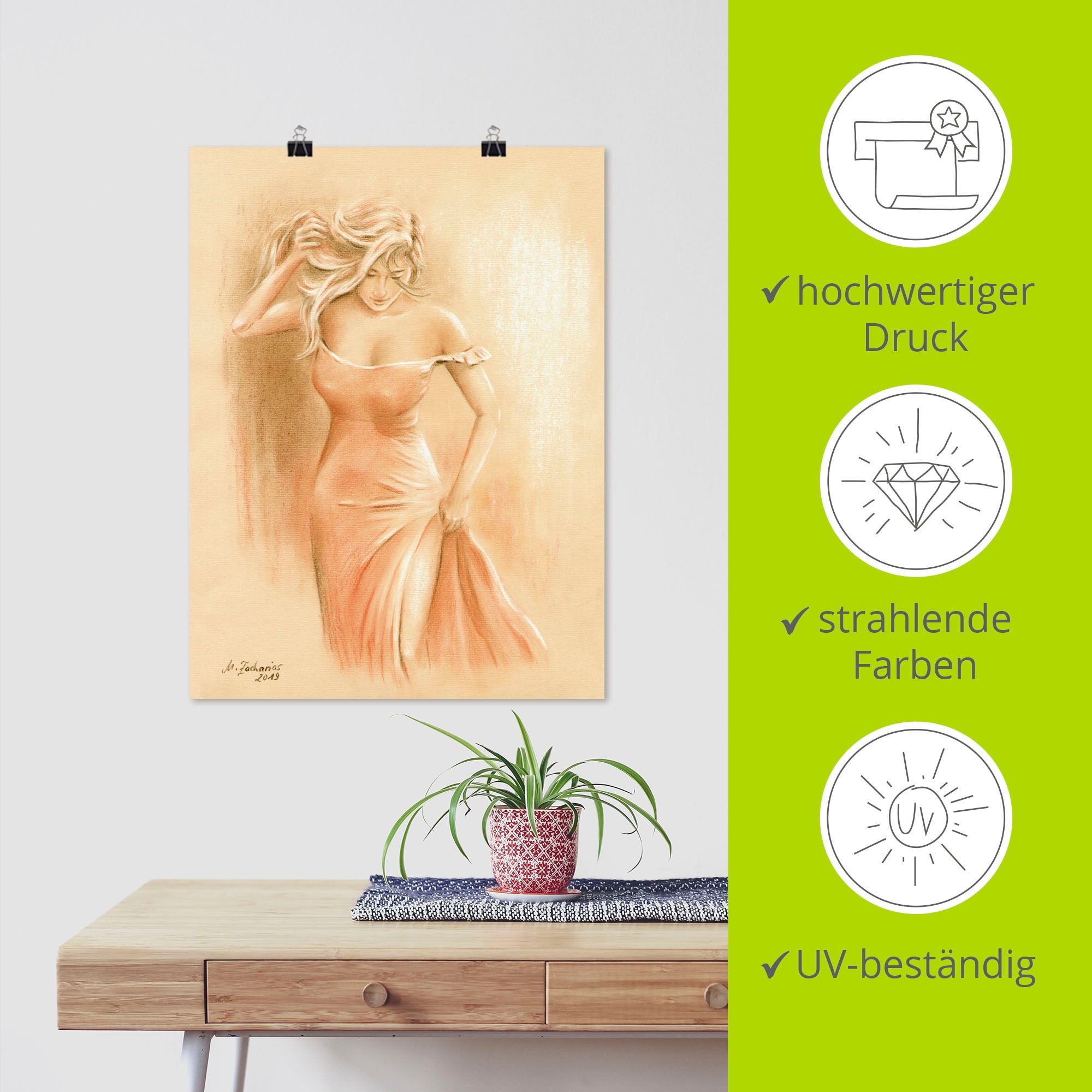 Artland Fresque murale »Kurviges Model« 1 cuis tlg. als Leinwandbild, Poster in verschied. Grössen