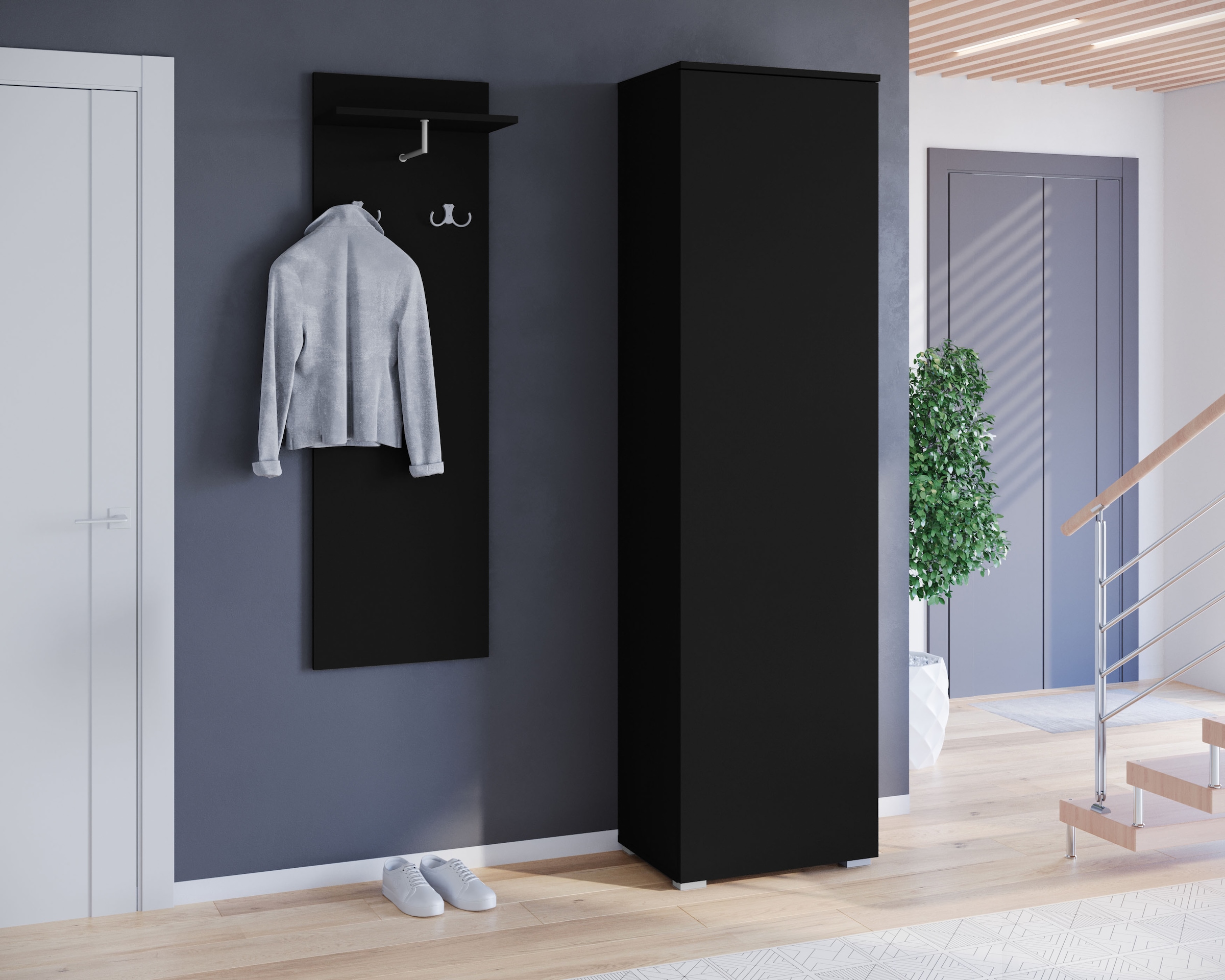 GOODproduct Armoire à chaussures »Paris, stehend oder hängend montierbar, Türanschlag wechselbar« armoire à vêtements moderne hauteur 180cm, 6 compartiments spacieux