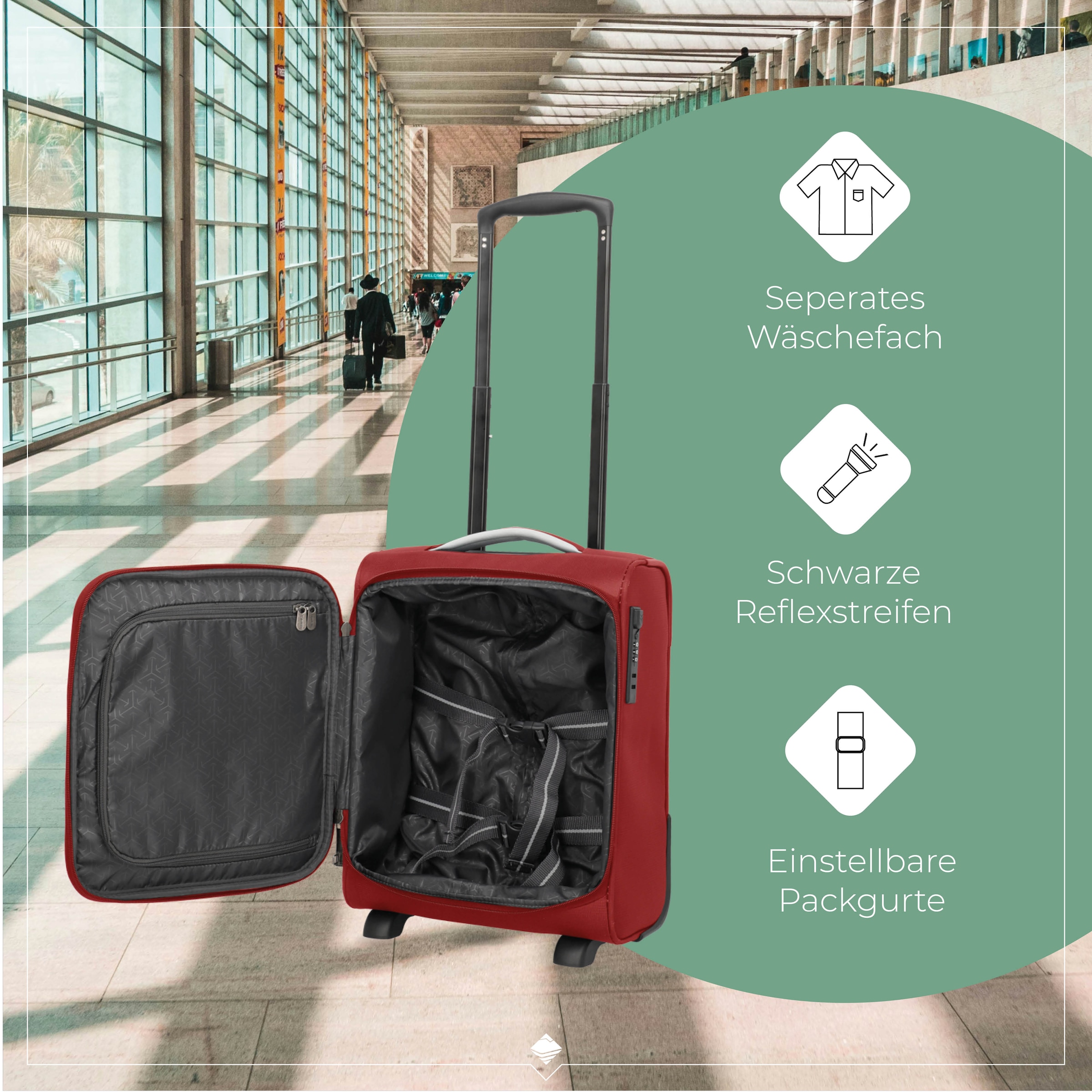 travelite Handgepäck-Trolley »JETPACK Easy 2 Cabin Handgepäck Koffer« 21 l 4 Rollen Weichgepäck, passend für viele gängige Airlines