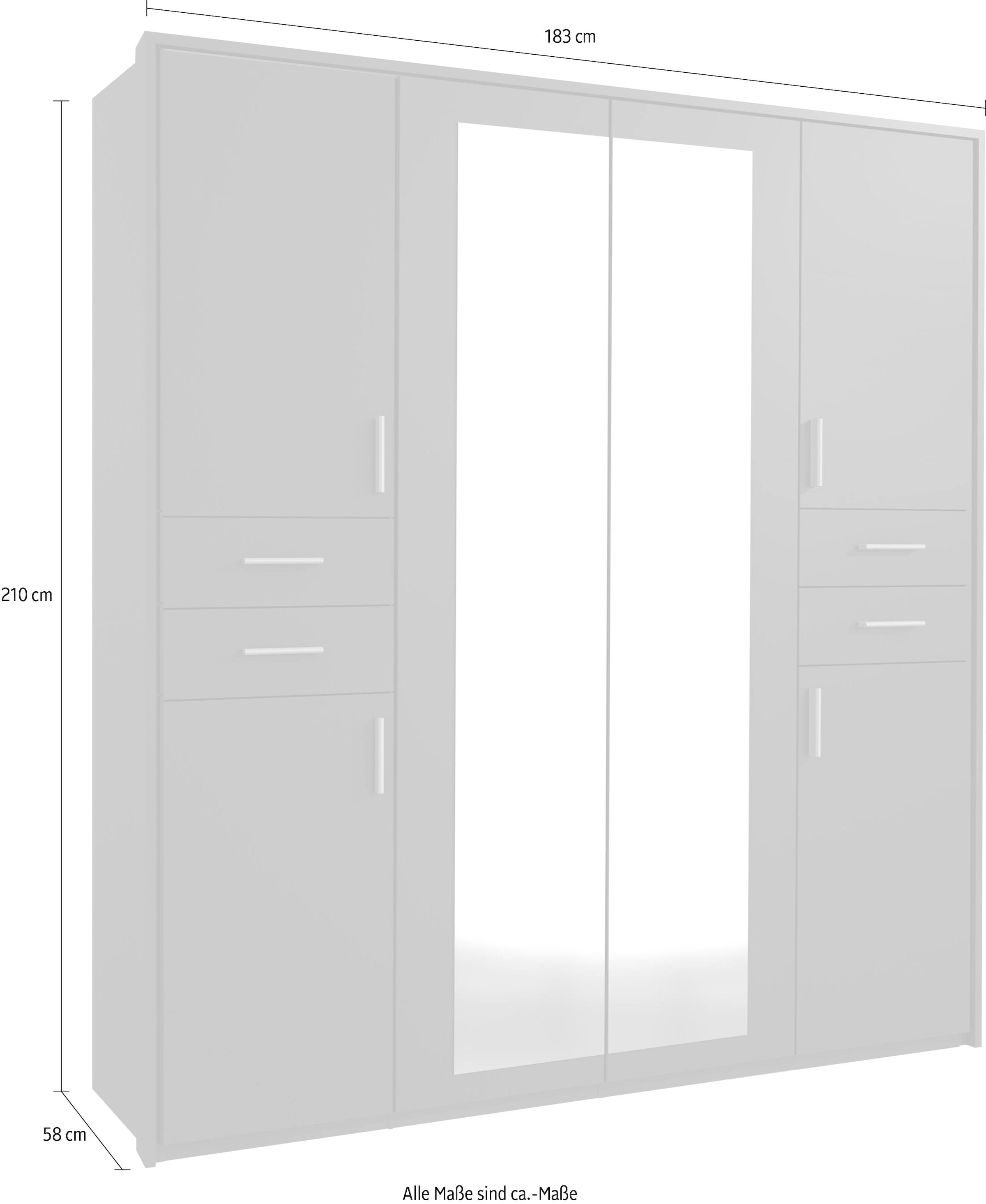 Wimex Drehtürenschrank »Vegas« inklusive Passepartout-Rahmen, mit Spiegeltüren und Schubladen