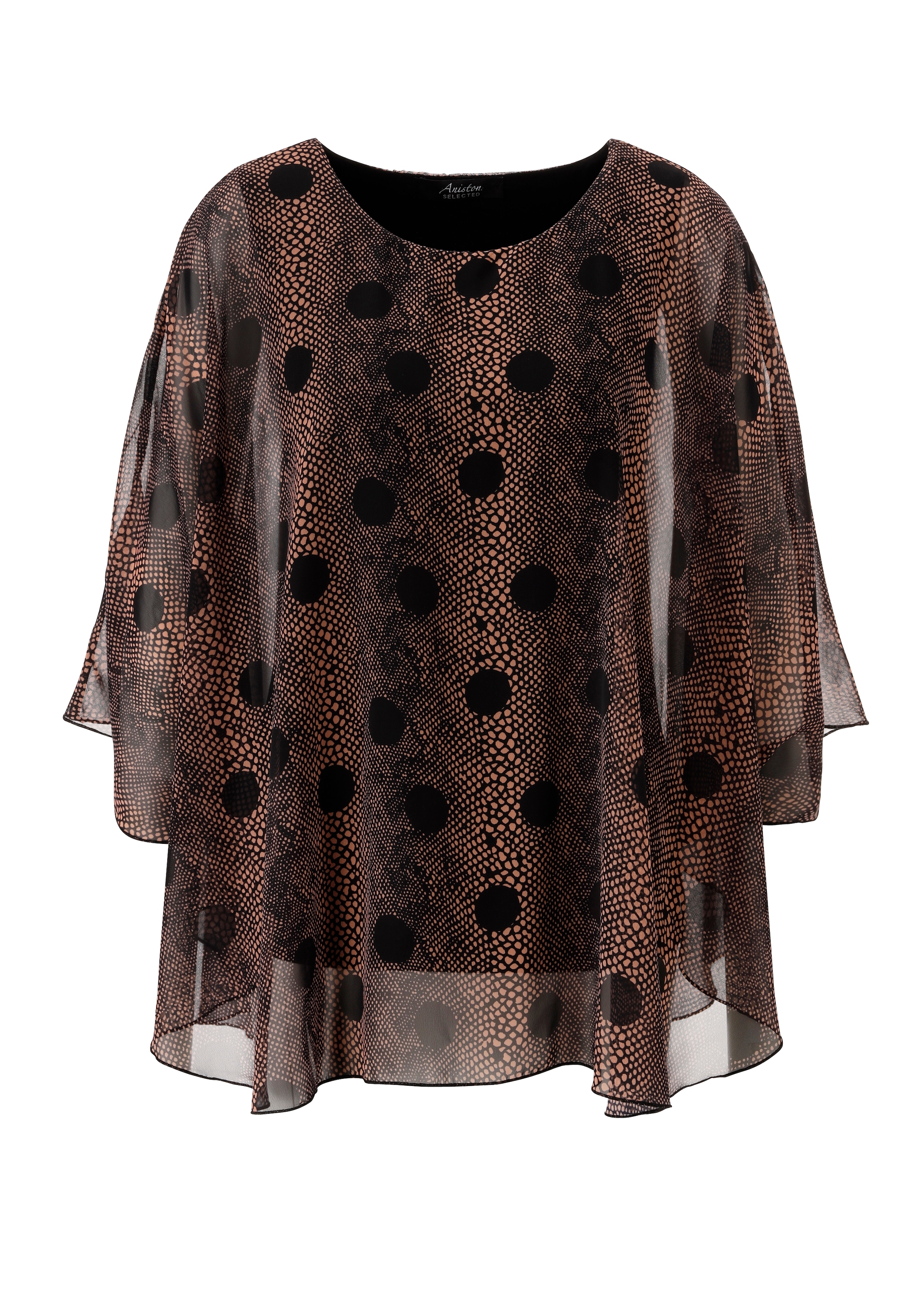 Aniston SELECTED Blouse en mousseline en look superposé à la mode et imprimé animalier - NOUVELLE COLLECTION