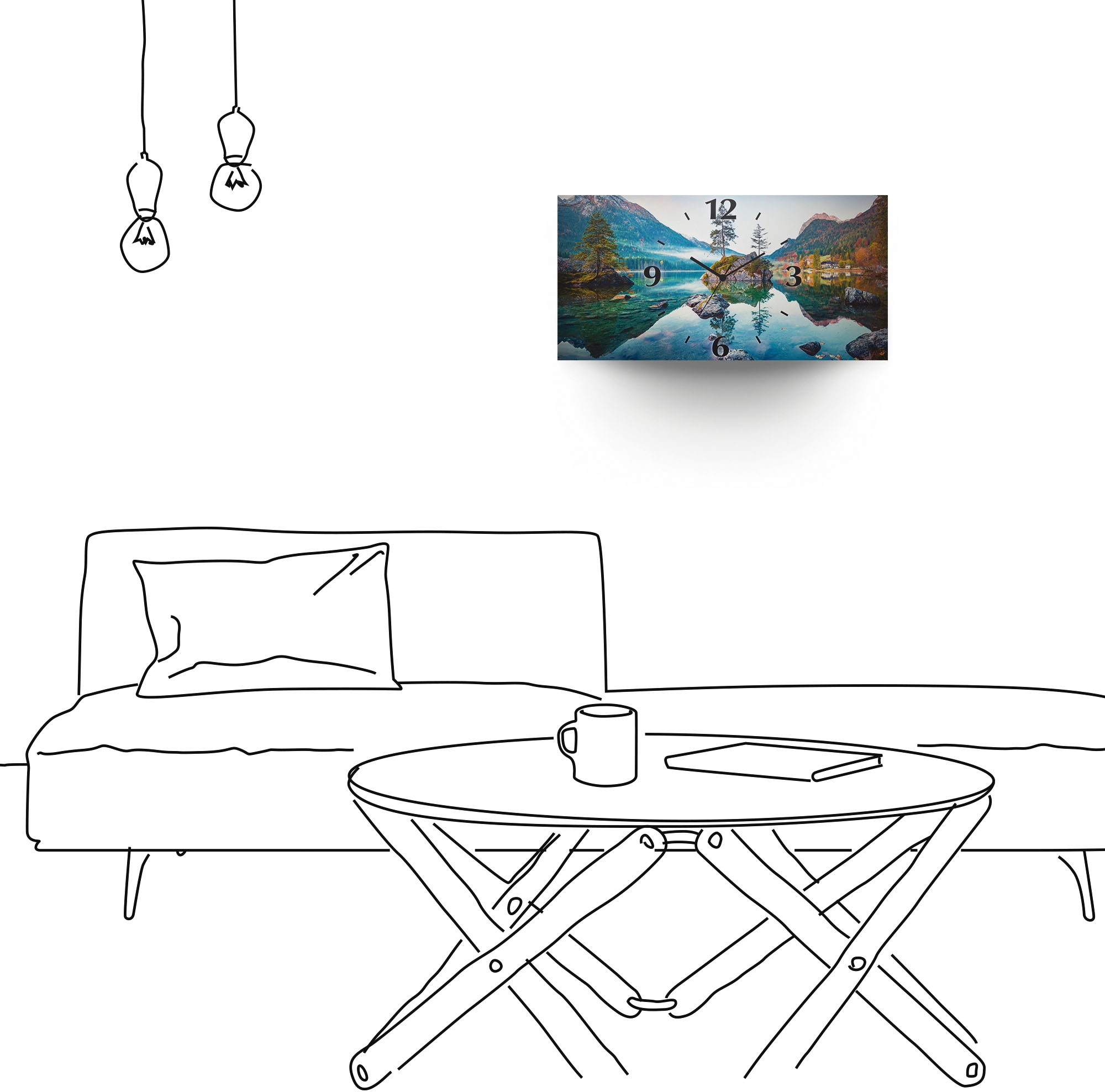 Artland Wanduhr »Herbstszene des Hintersee vor Alpen« wahlweise mit Quarz- oder Funkuhrwerk, lautlos ohne Tickgeräusche