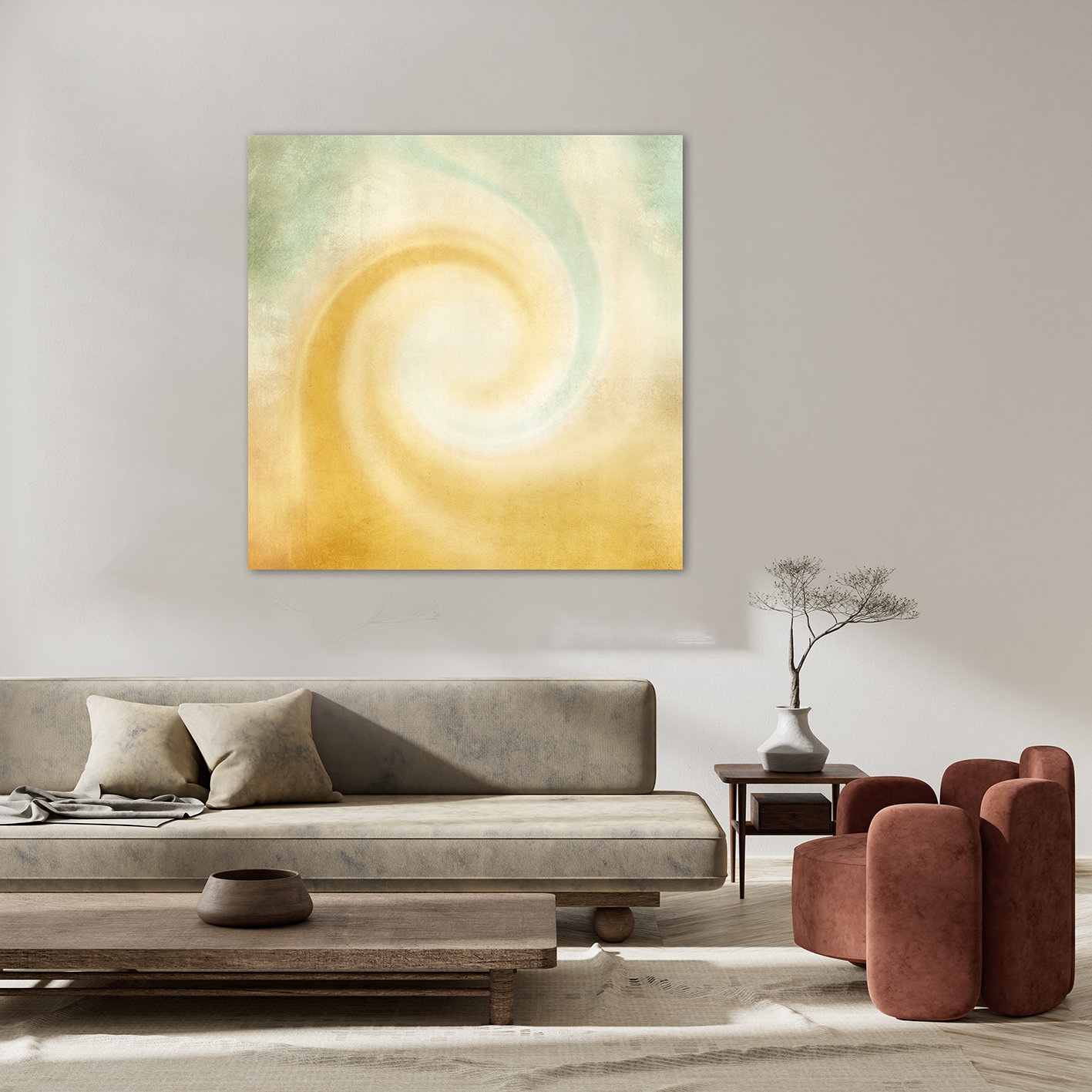 queence Peintures »Aluminium Bild Goldeffekt Illusion in Mint« Abstrait | Formes | Personnages Alu Dibond avec structure brossée pour un effet métal noble