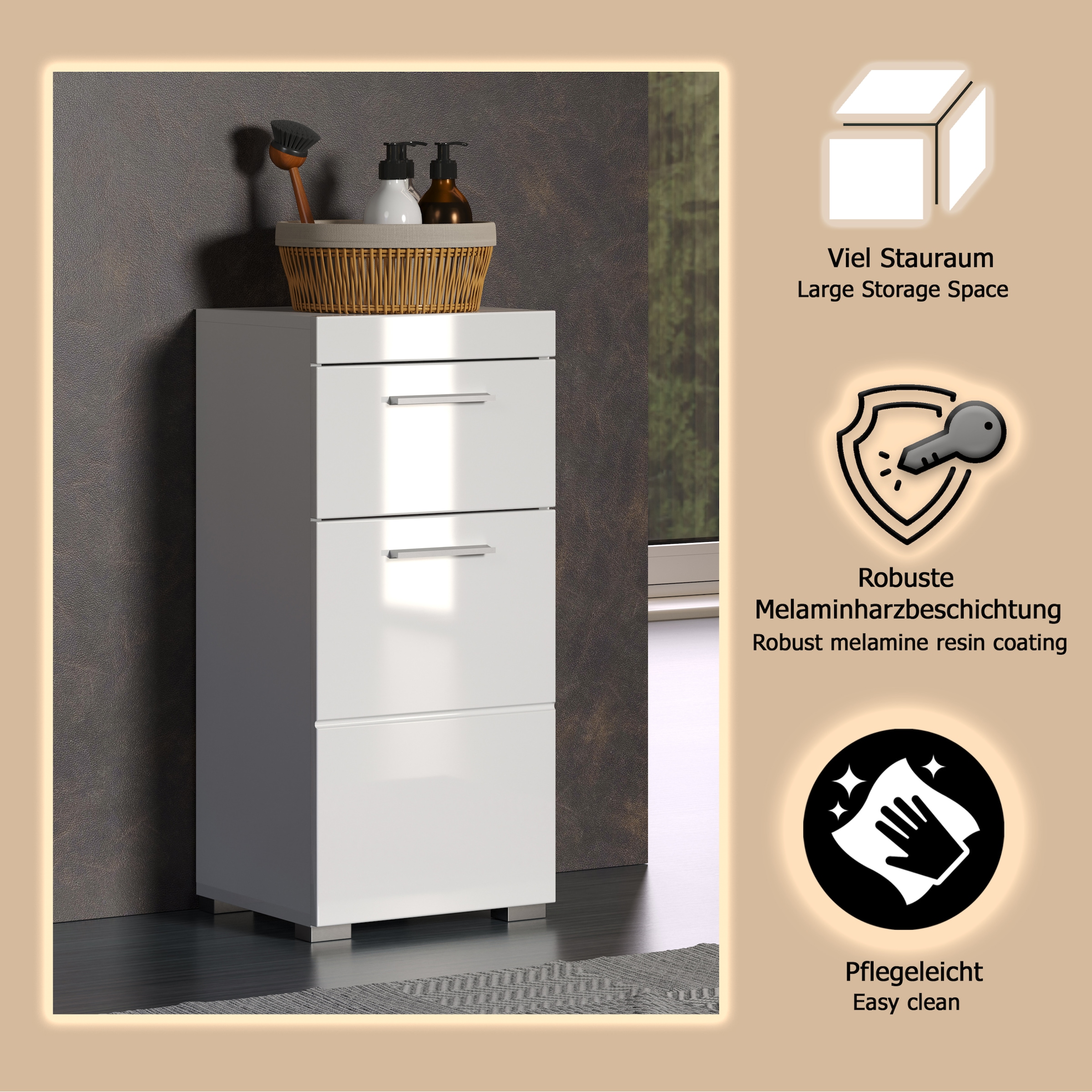 welltime Unterschrank »Avena« Badezimmerkommode mit 1 Schublade und 1 Tür - (B/T/H) 37/31/79 cm