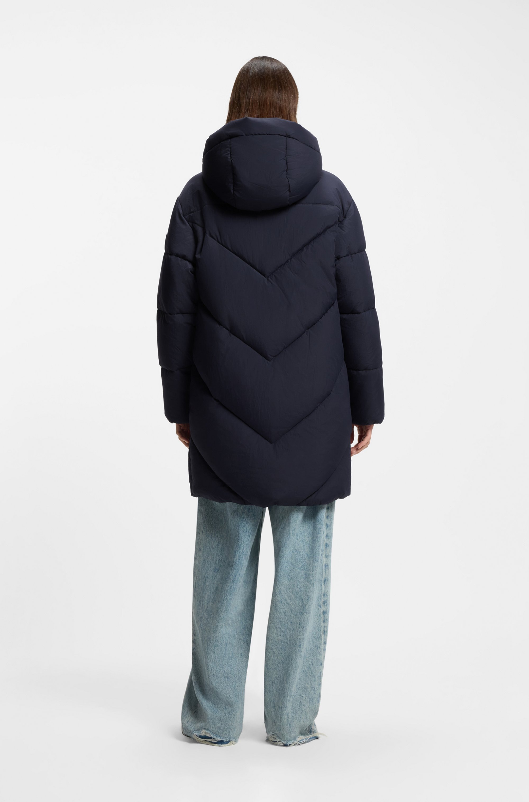 BOSS ORANGE Manteau matelassé »Piapolly Premium Damenmode« mit Kapuze, Chevron-Steppung