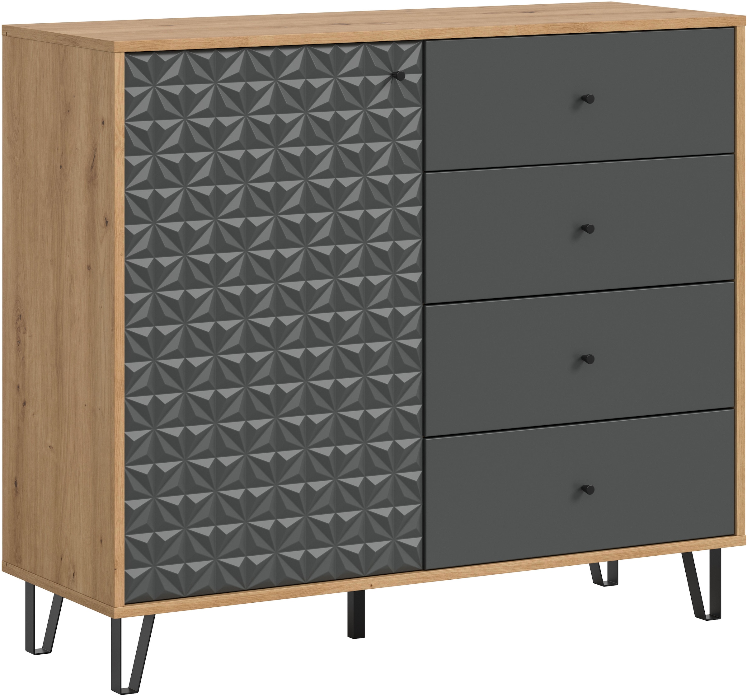 Home affaire Buffet haut »VICENZA, Breite 110cm, 1 Tür, 2 Einlegeböden, 3 Fächer, 4 Schubkästen« commode, armoire, buffet, table, meuble de salon