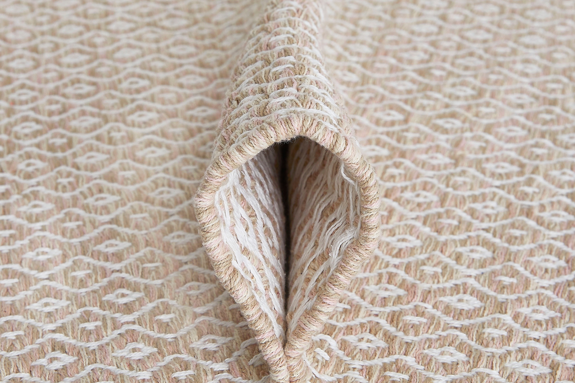 my home Tapis »Nivala« Rectangulaire 10 mm Höhe Flachgewebe, Rauten Motiv, reine Baumwolle, Mit Fransen