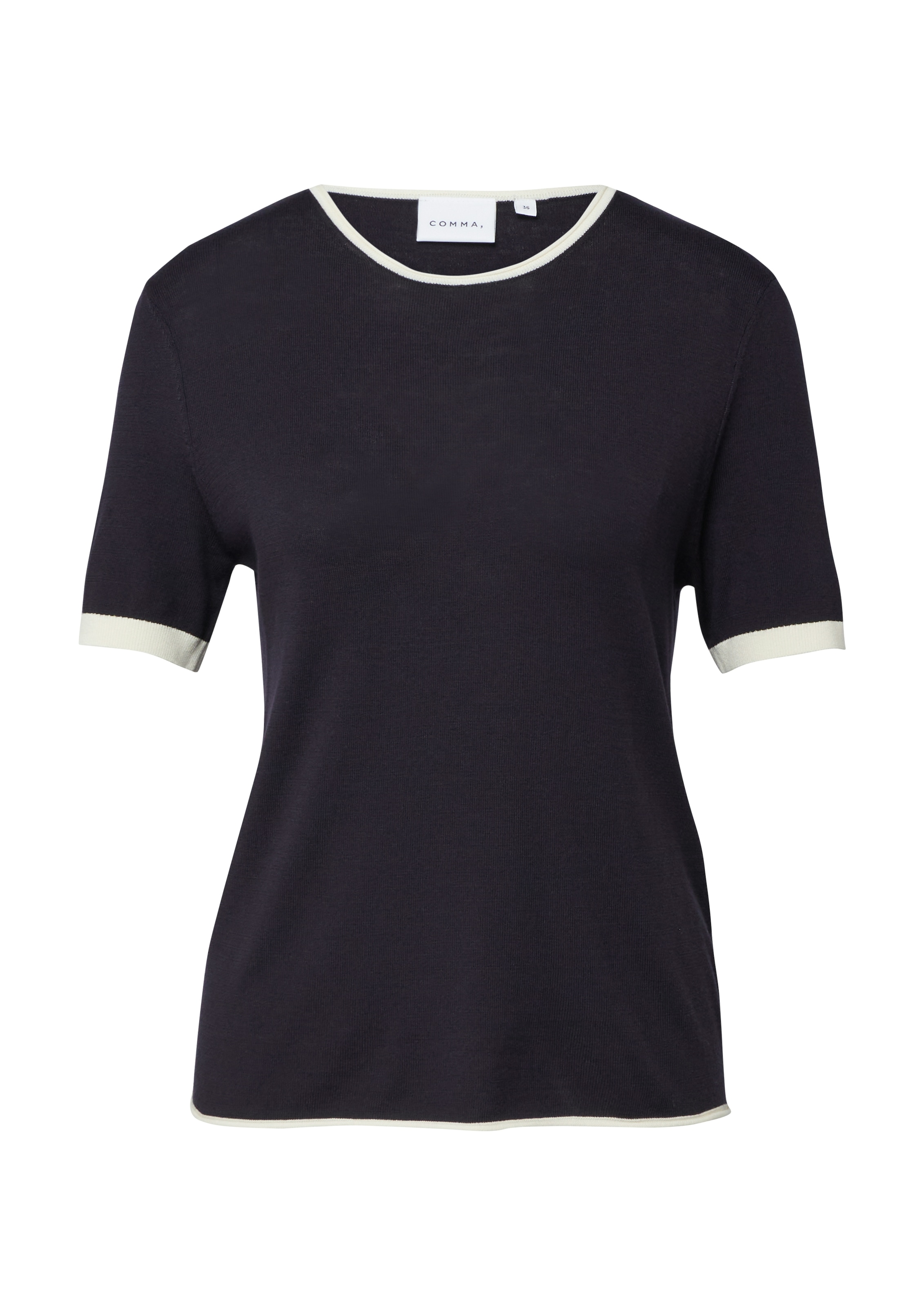 Comma Pull en tricot halbarm, mit farblich angesetzten Abschlüssen