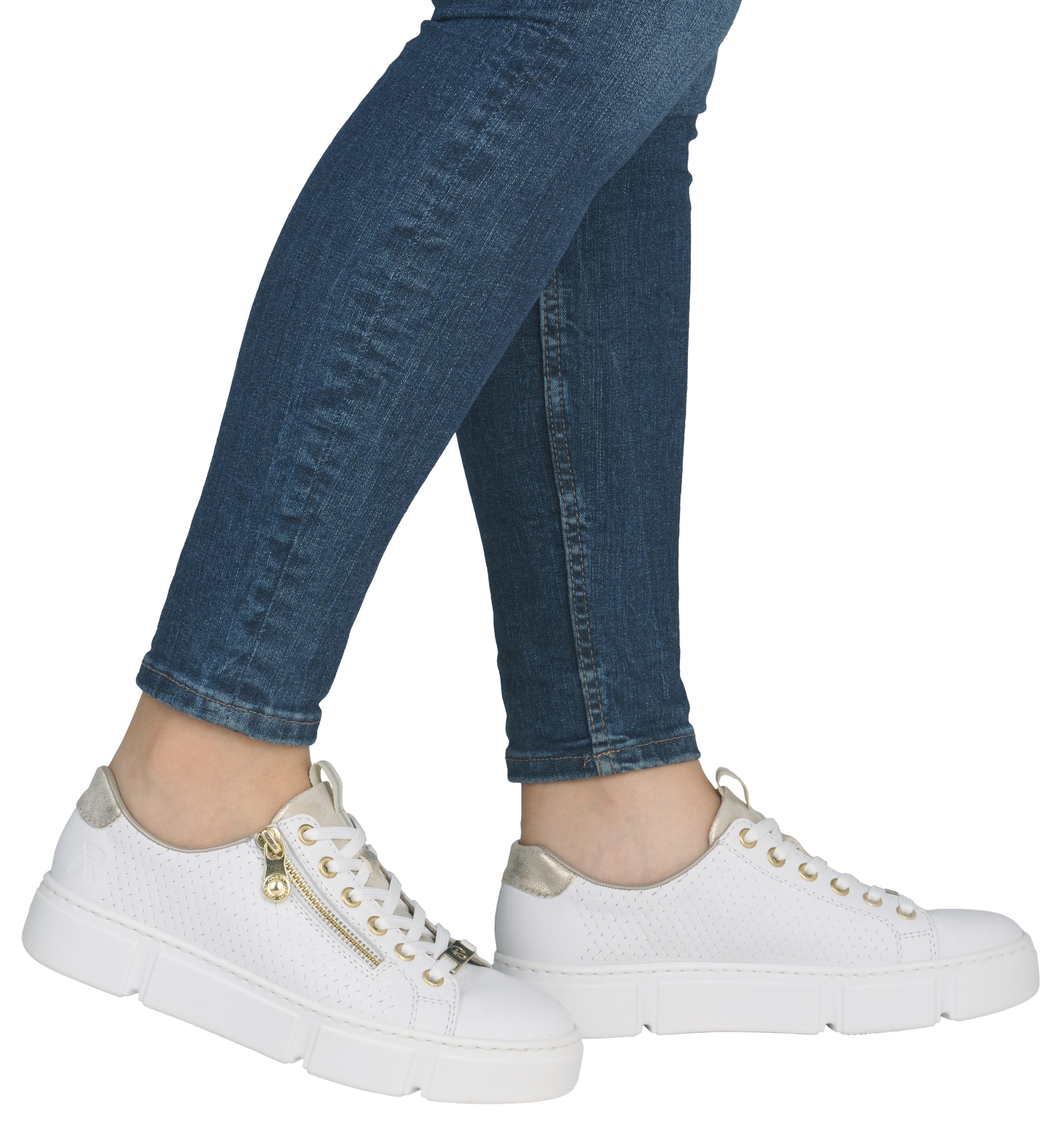 Rieker Baskets à plateforme  mit goldfarbenen Details, Freizeitschuh, Halbschuh, Schnürschuh