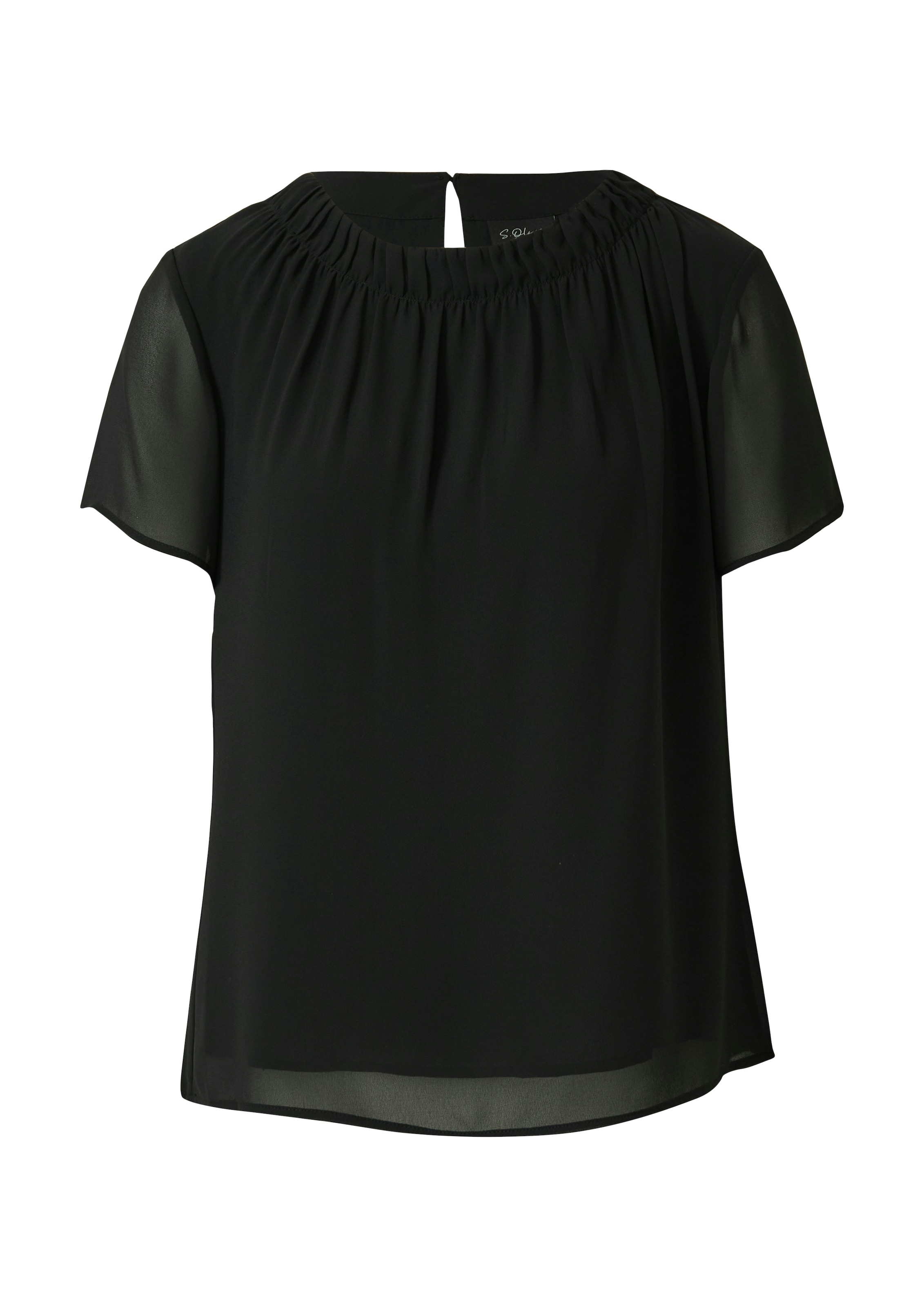 s.Oliver BLACK LABEL Blouse à manches courtes avec fronces au col