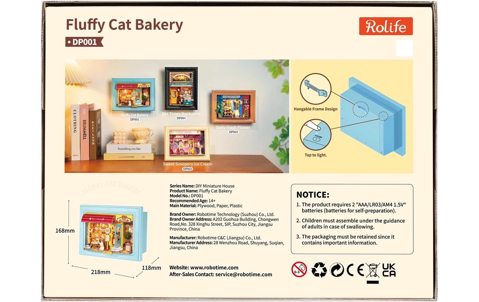   Kit de modèles réduits »Rolife Fluffy Cat Bakery Schattenrahmen Bäckerei« 146 cuis tlg.