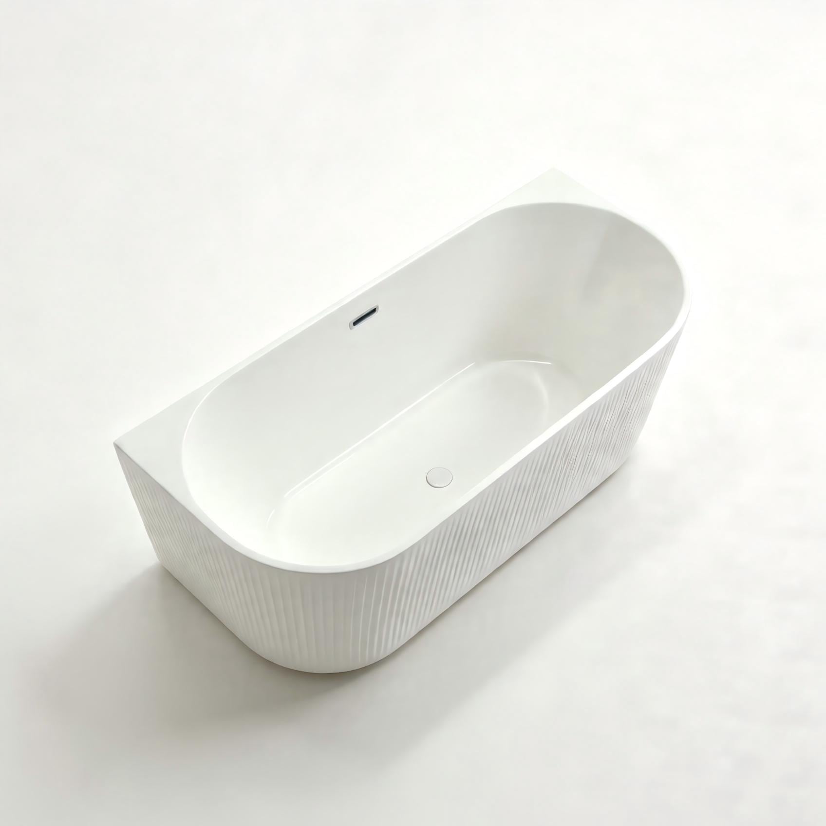 GOODproduct Baignoire »Sines« Höhe 59 cm Avec bouchon de vidange | Débordement | Pieds réglables contre le mur, en acrylique sanitaire de haute qualité, avec valve pop-up