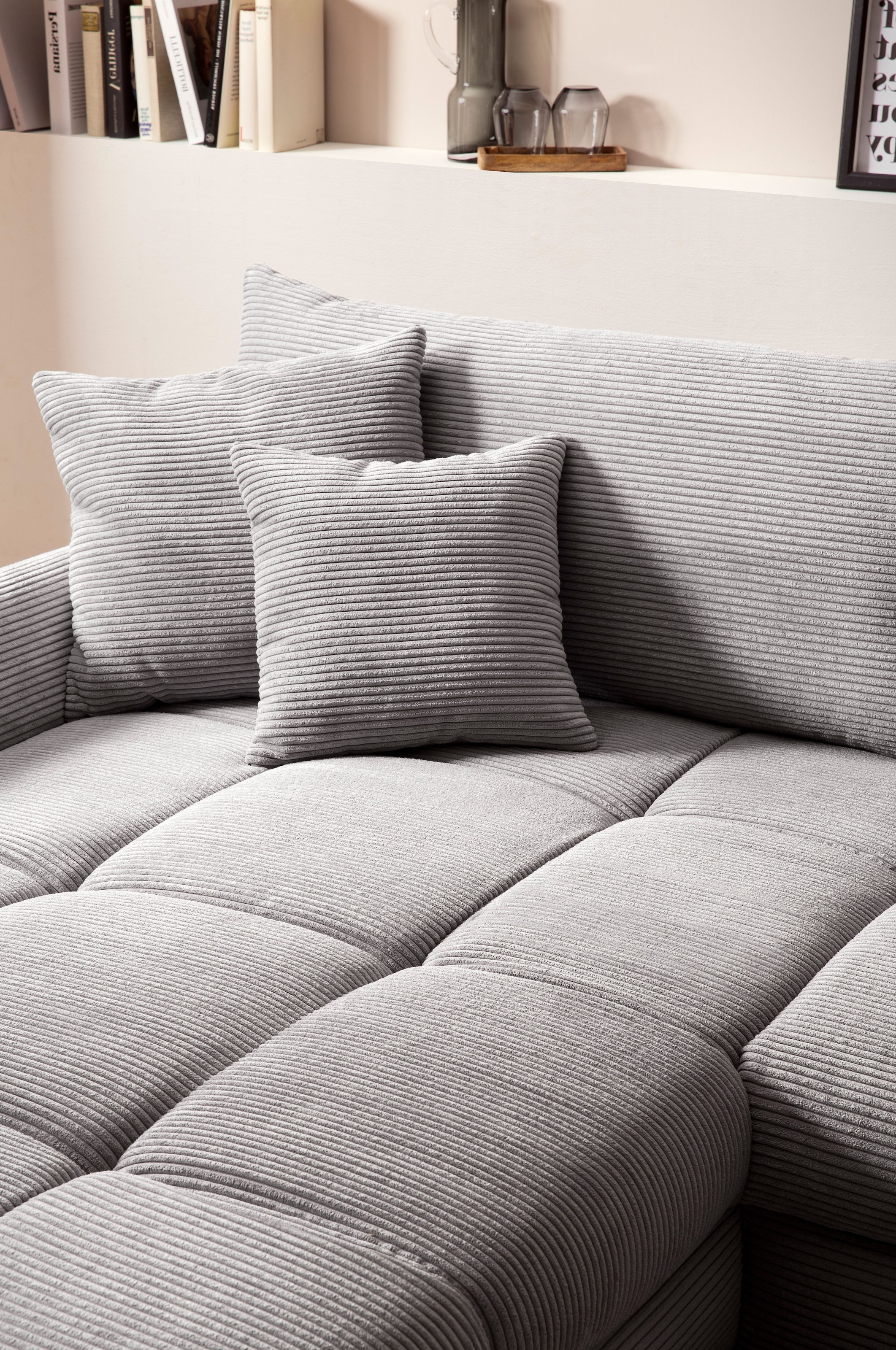 Mr. Couch Canapé d'angle »Ronaldo, L-Form, wahlweise mit Kaltschaum« mit Kaltschaum, bis 140 kg pro Sitzplatz belastbar