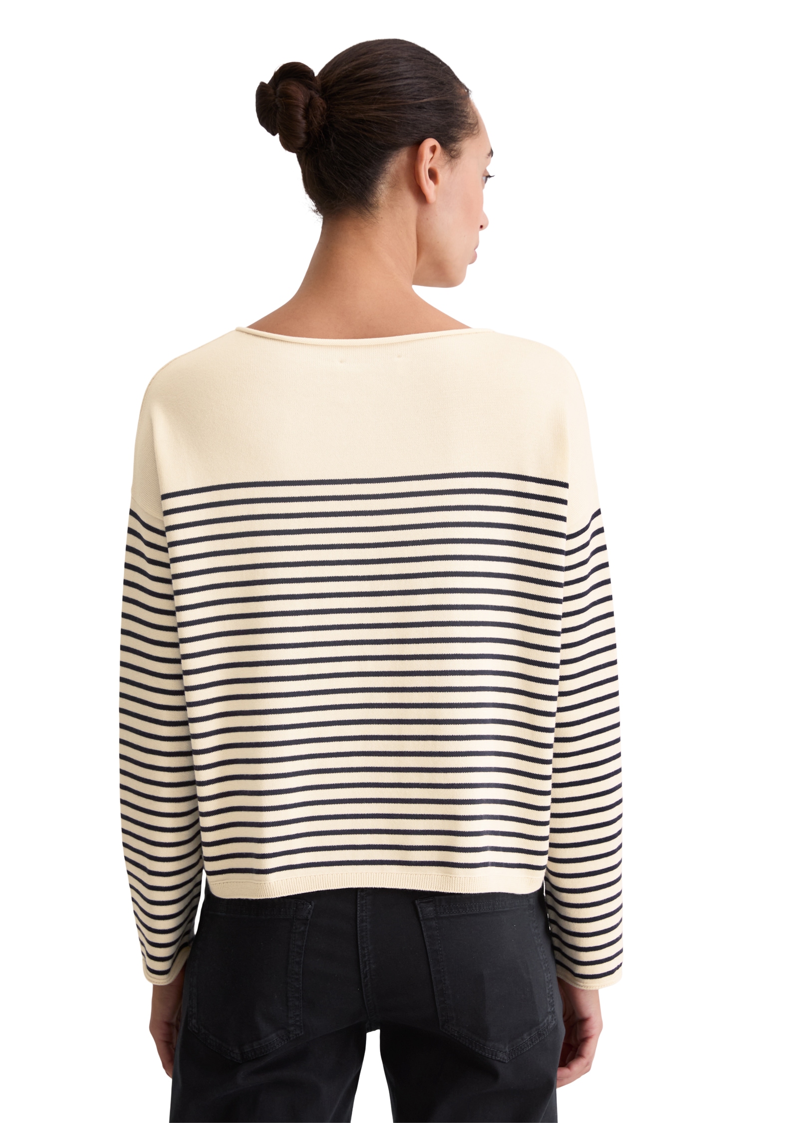 Marc O'Polo Strickpullover geringelt, U-Boot-Ausschnitt