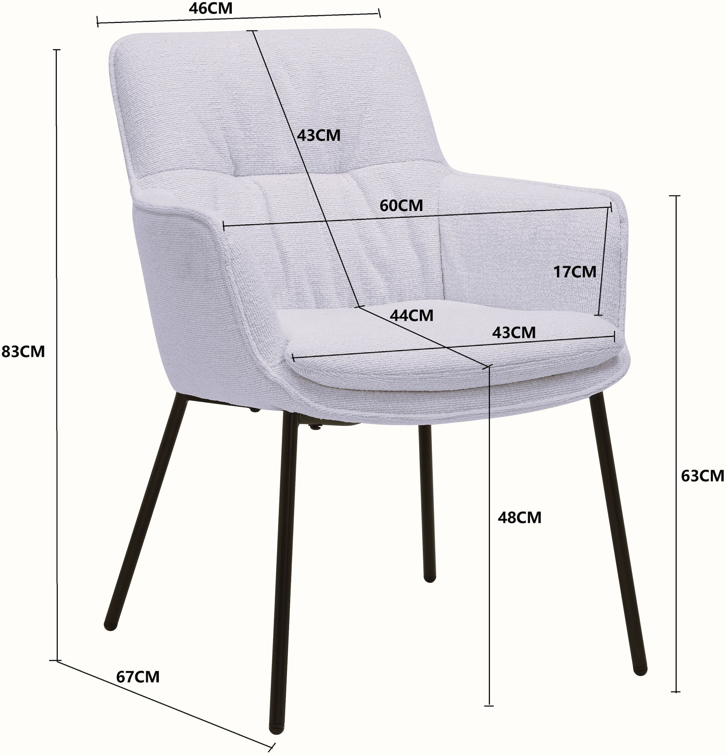 GOODproduct Esszimmerstuhl »Katelin« () 1 Stk.pflegeleichter Webstoff Bezug, pulverbeschichtetes Metallgestell