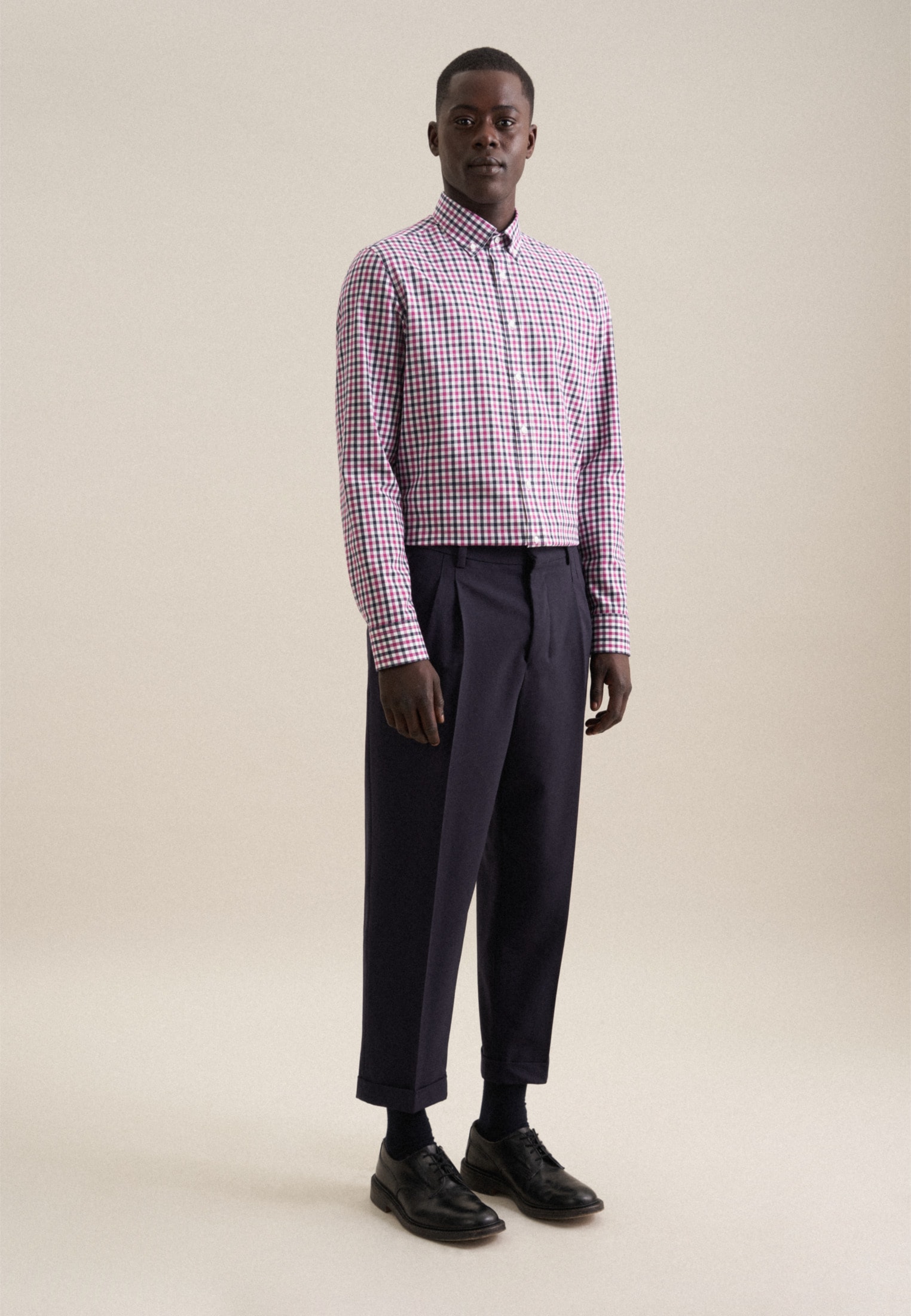 seidensticker Flanellhemd »Slim« Slim 1/1 Button-Down-Kragen Karo