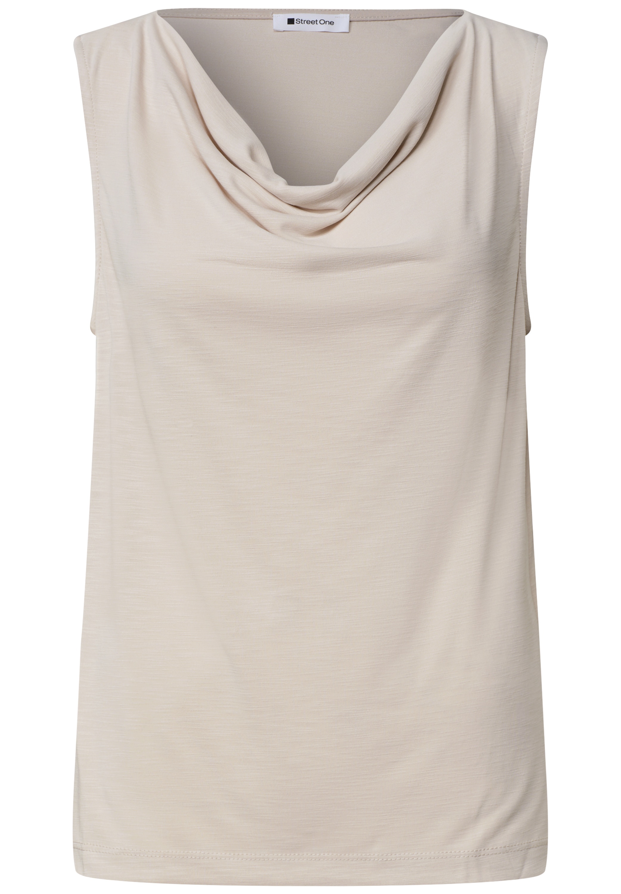 STREET ONE Top sculptant Sommertop mit Wasserfall-Ausschnitt