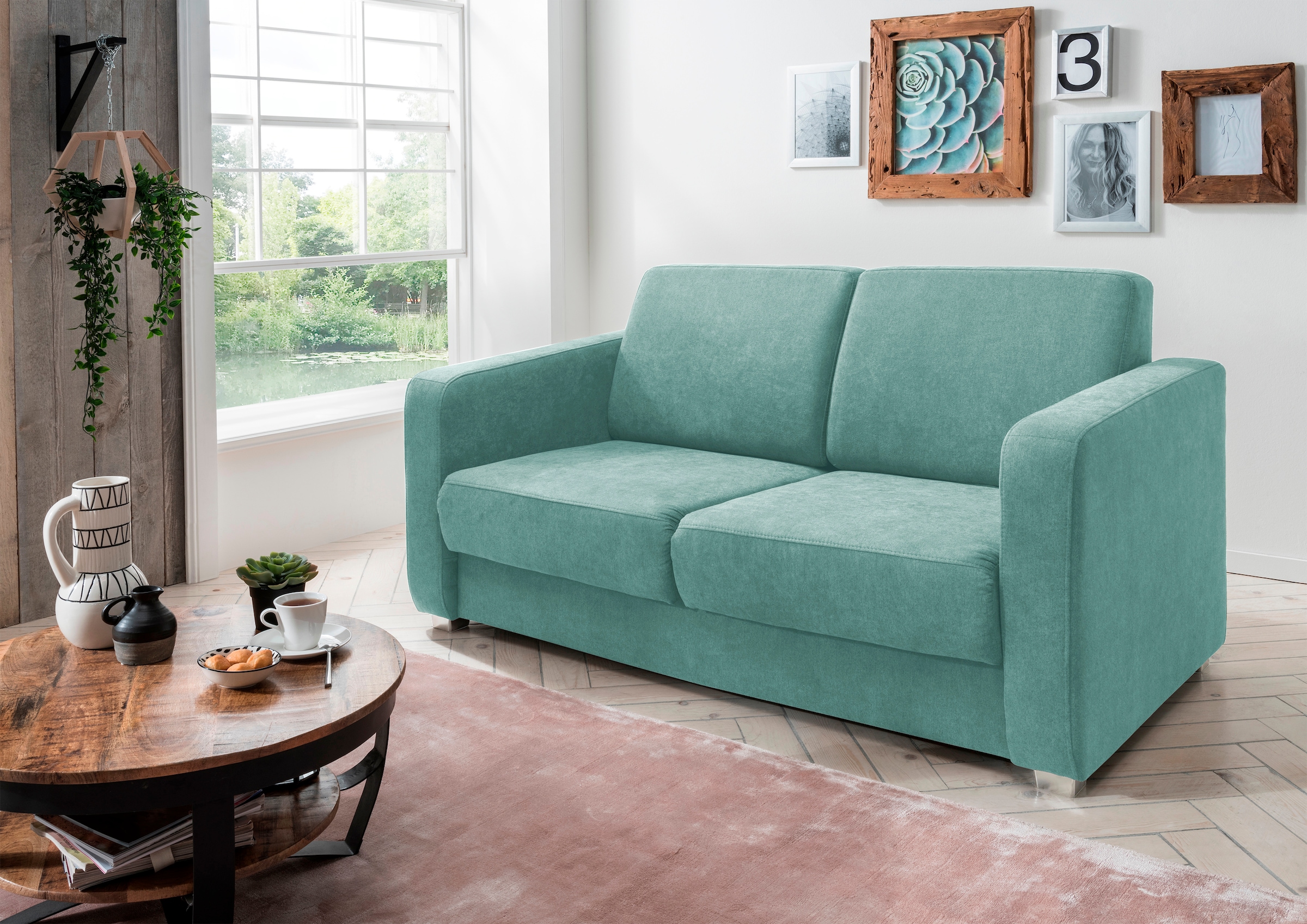 Home affaire Ecksofa »Lazio modern und bequem, schmale Armlehnen, tolle Detailverarbeitung« mit 2 Einzelauszügen als Längsschläfer