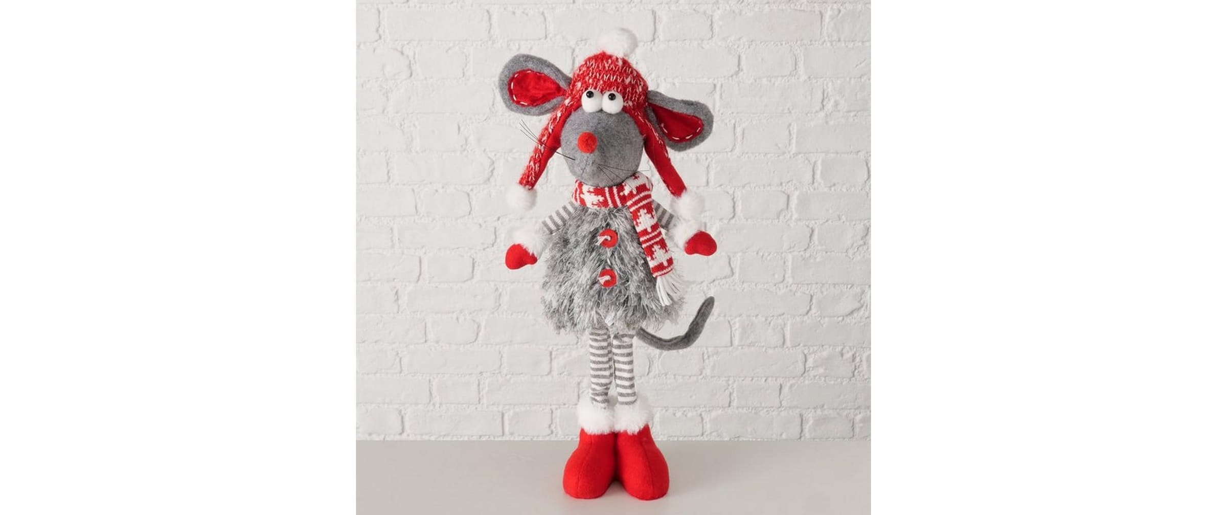 BOLTZE Figurine de Noël »Dekofigur Maus Helgy Grau/Rot«