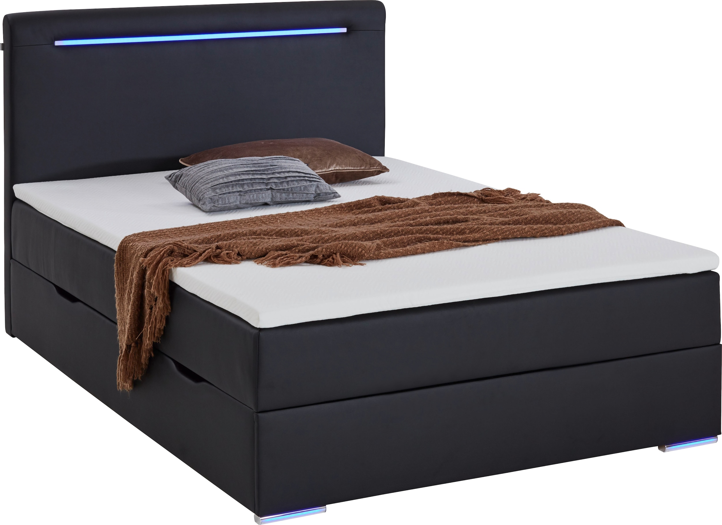 meise.möbel Boxbett »Candela inkl. Bettkasten, Topper & LED-Beleuchtung an Kopfteil & Füssen«