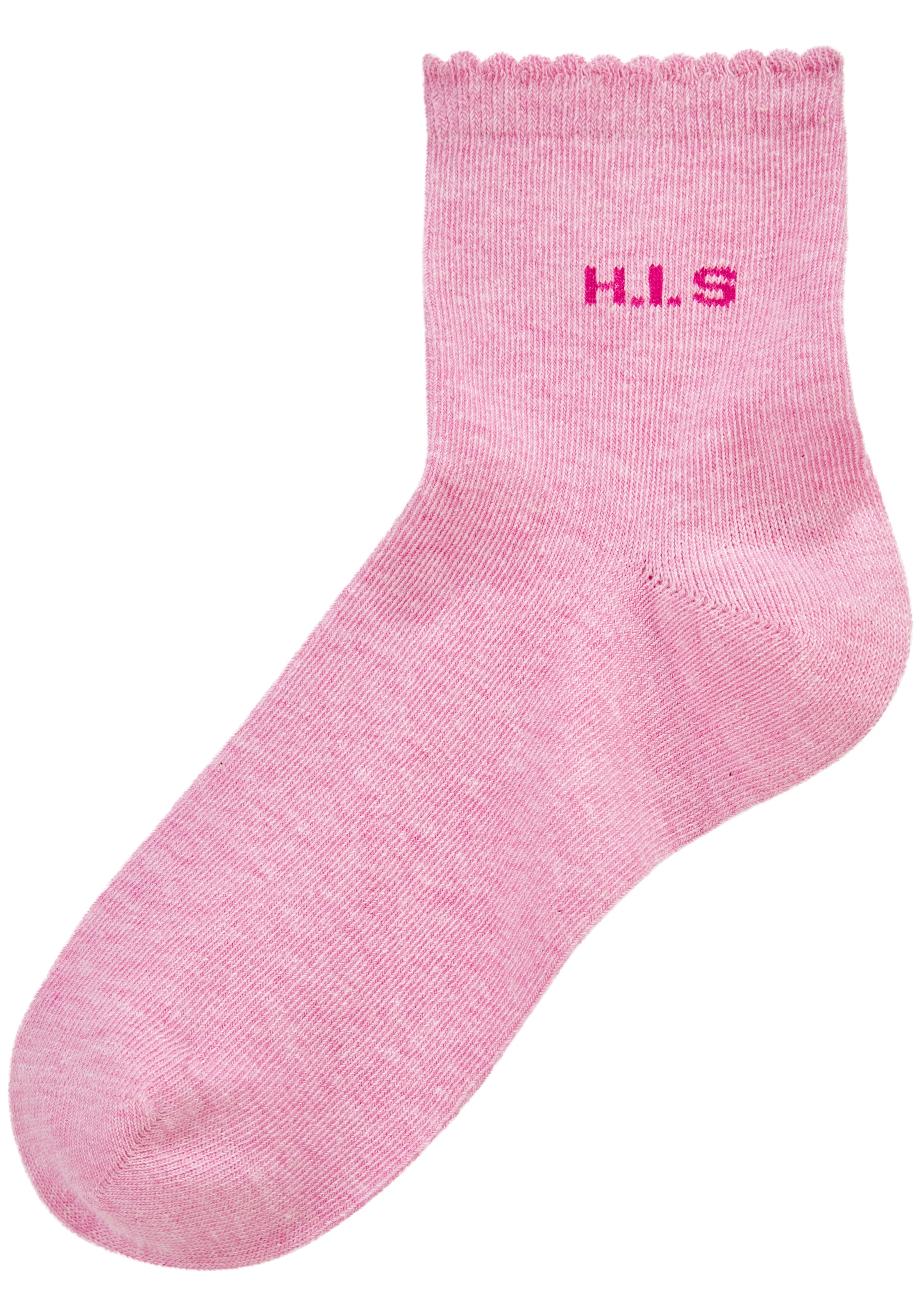 H.I.S Chaussettes courtes »Damen uni und meliert für die ganze Woche« Paquet, 7 Couple tlg. avec un bord-côte ondulé