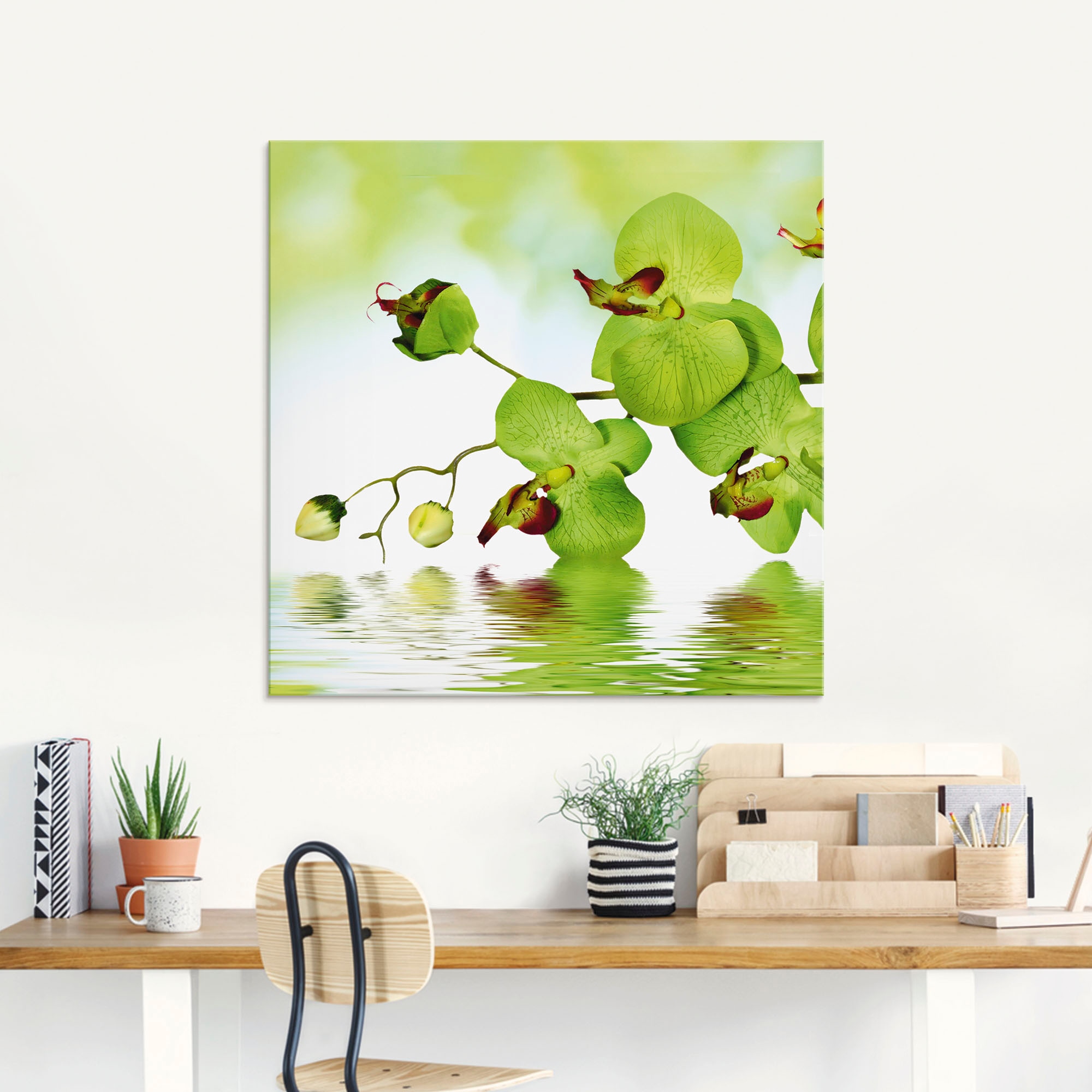 Artland Glasbild »Schöne Orchidee mit grünem Hintergrund« Blumen 1 Stk. tlg. in verschiedenen Grössen